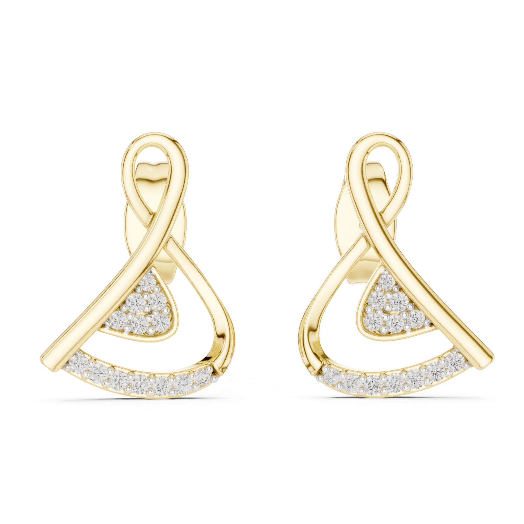 Graceful Curve Diamond Stud Earrings