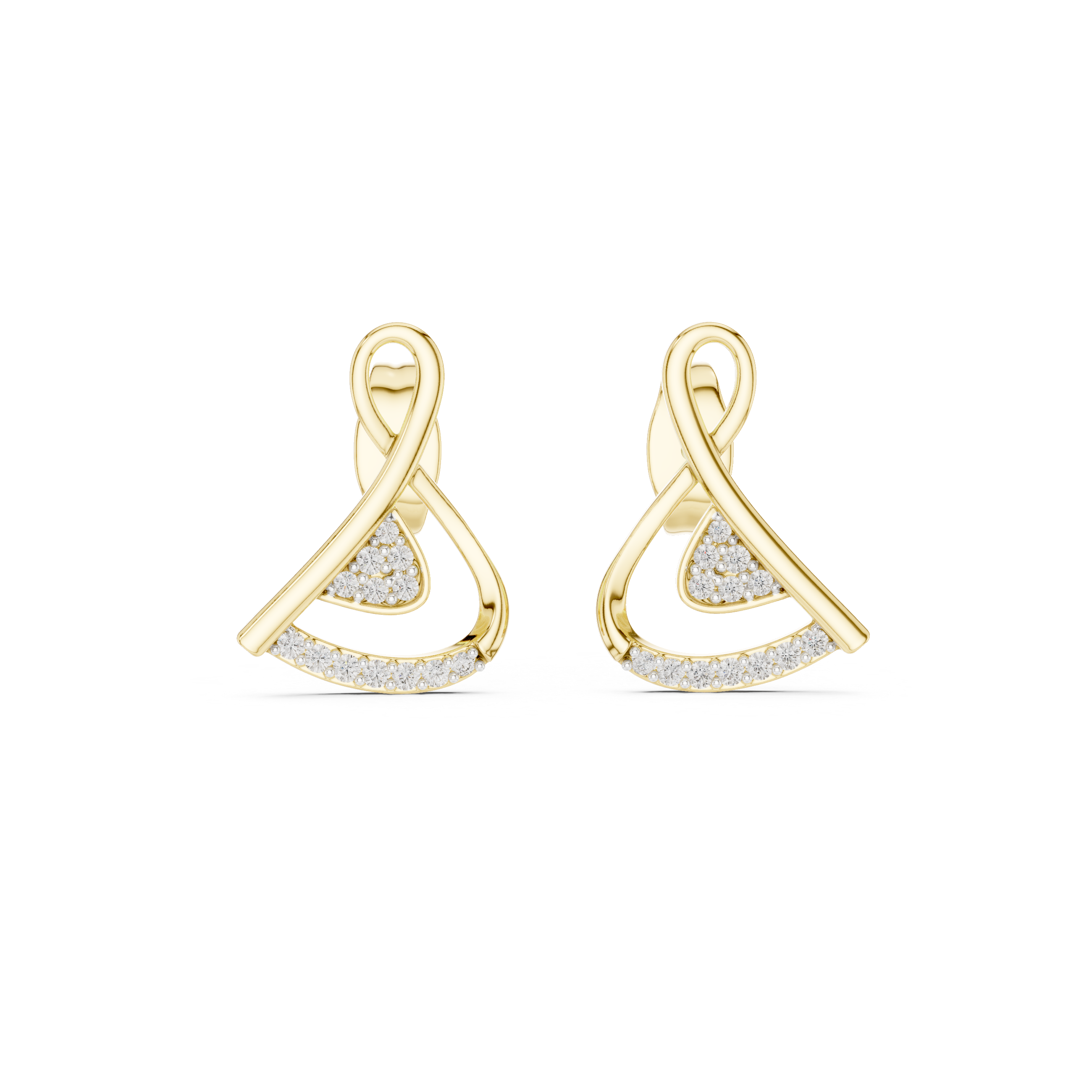 Graceful Curve Diamond Stud Earrings