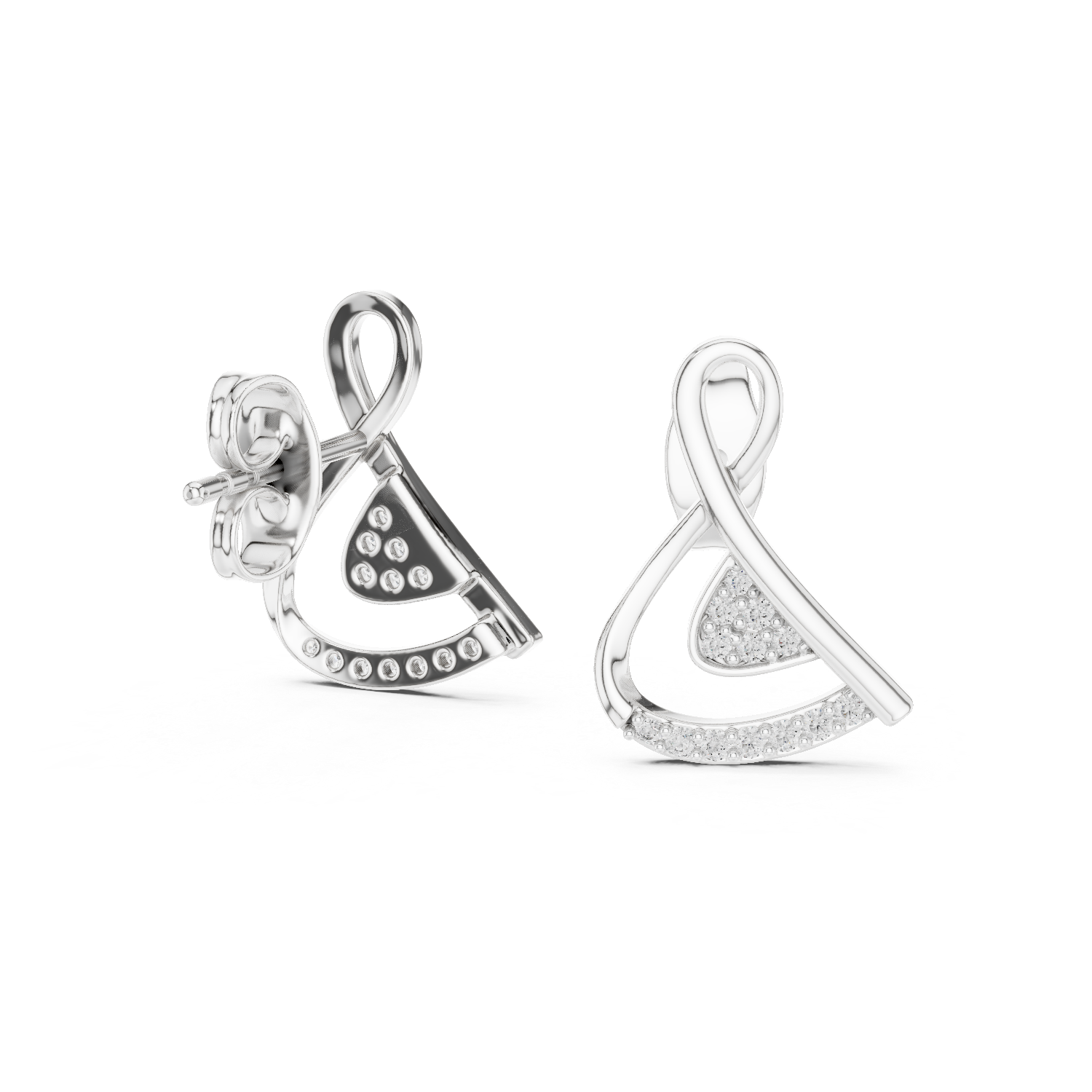 Graceful Curve Diamond Stud Earrings