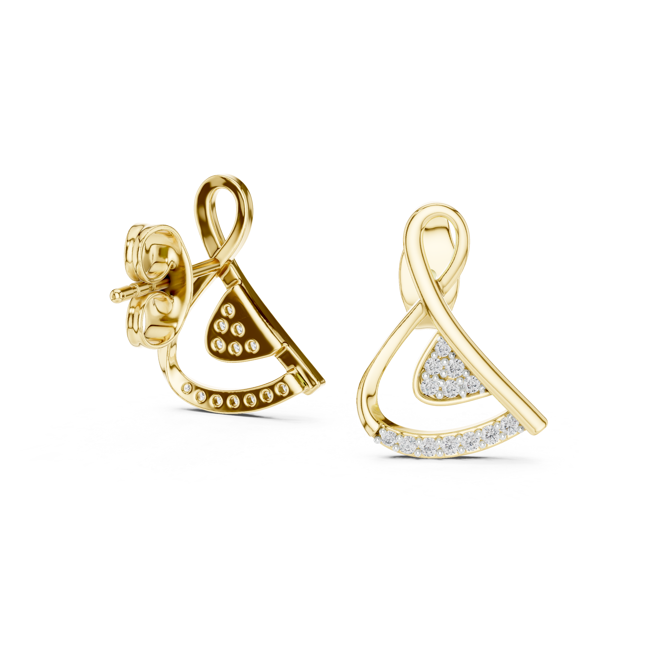 Graceful Curve Diamond Stud Earrings