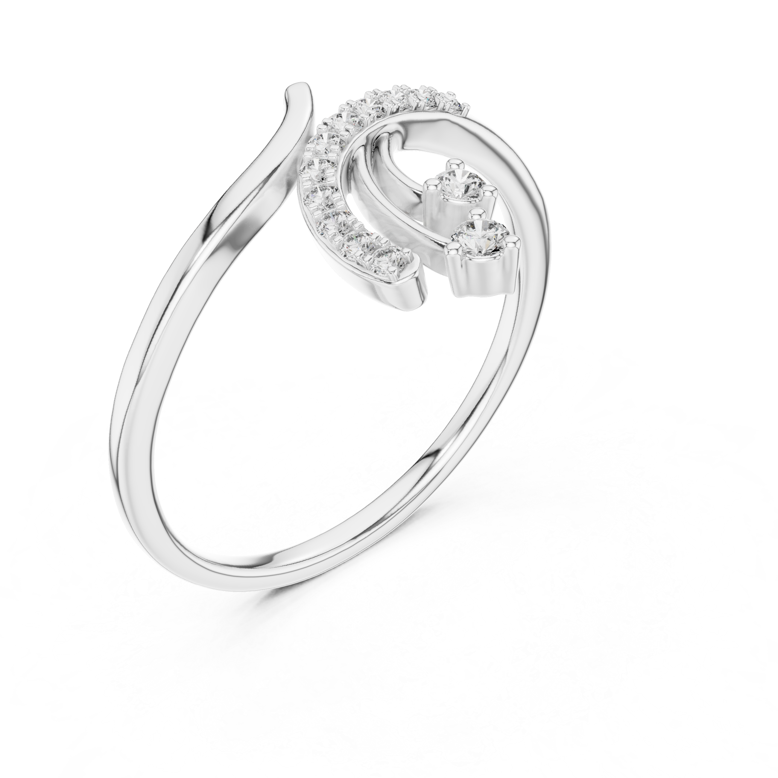 Open Rose Gold Ring with Curved Diamond Accents