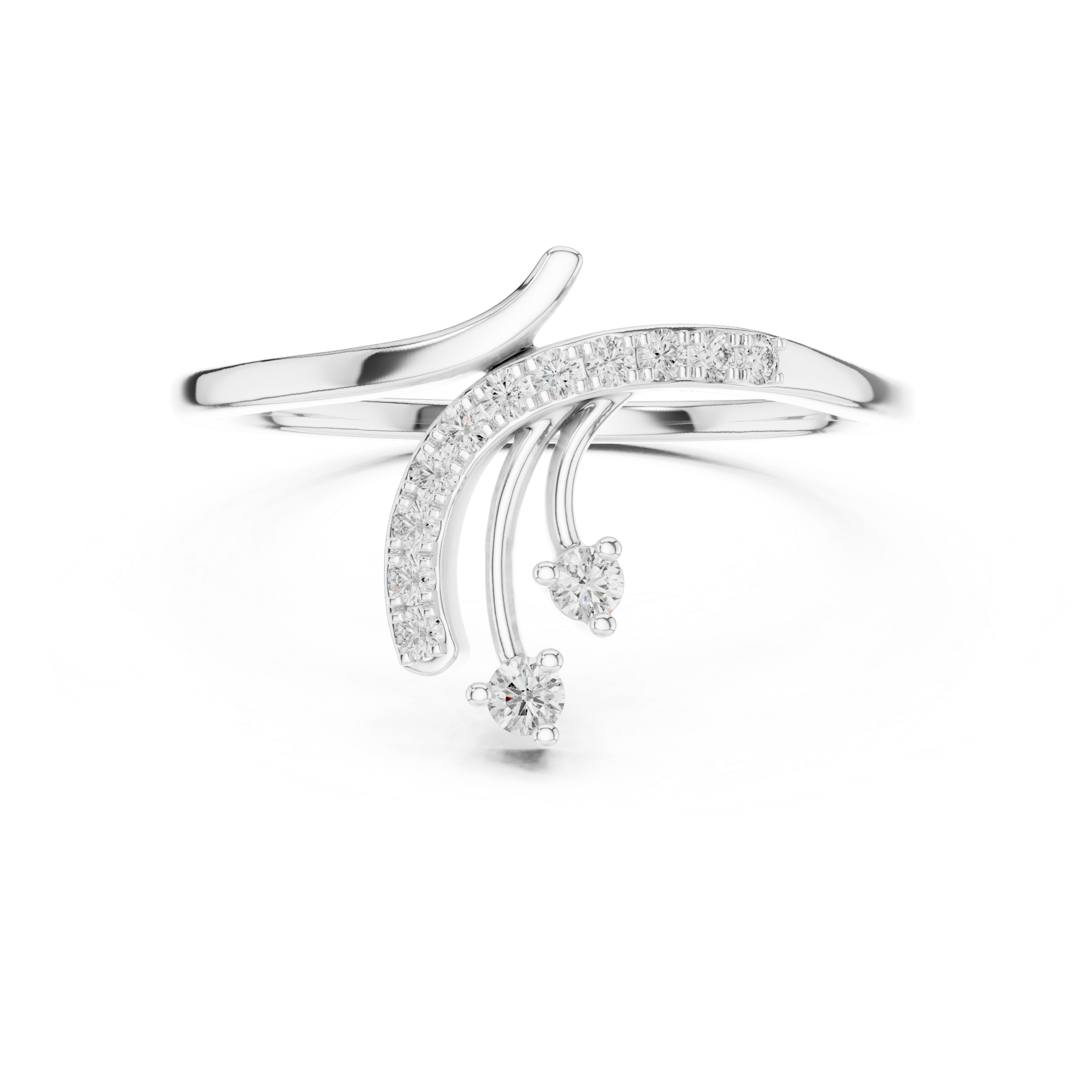 Open Rose Gold Ring with Curved Diamond Accents