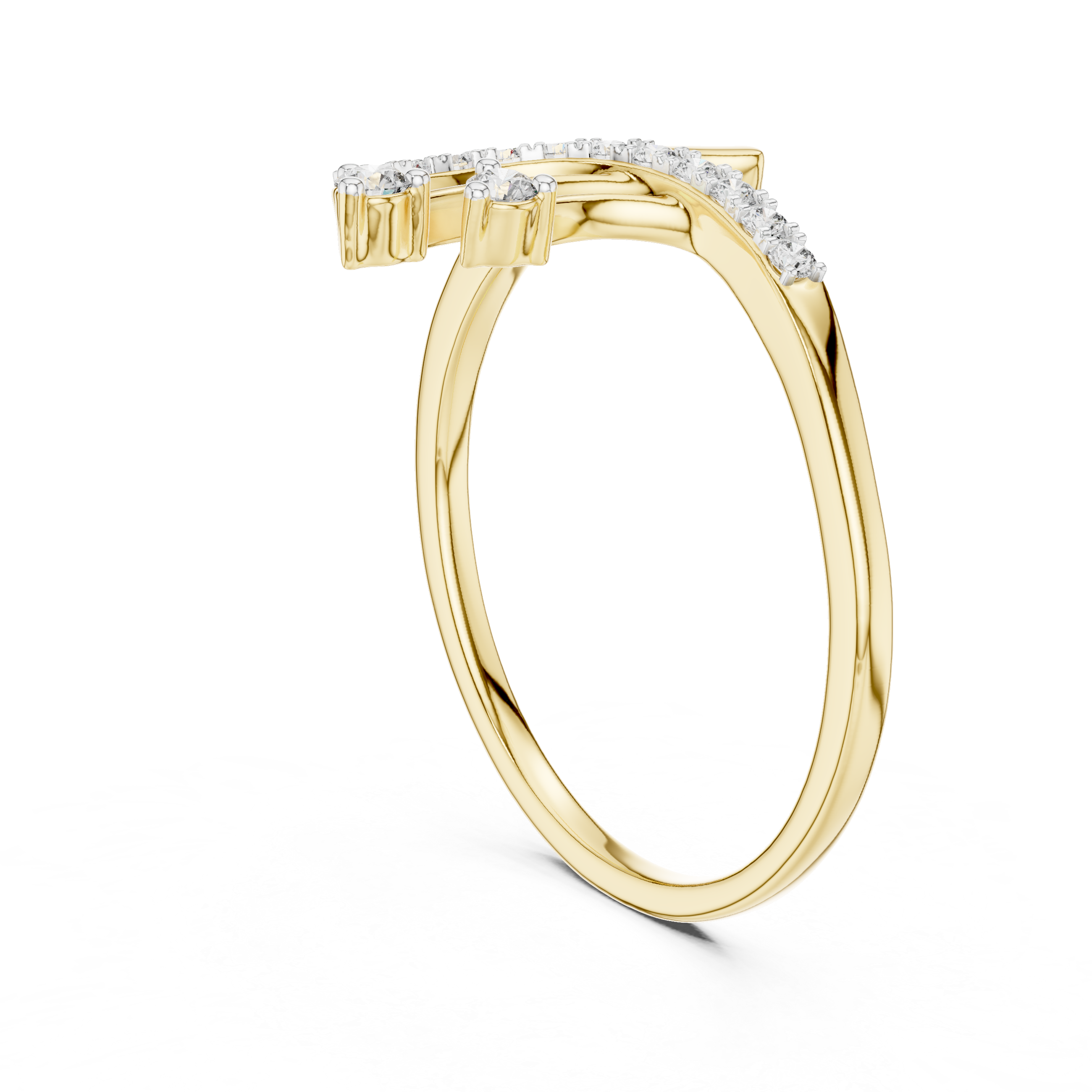 Open Rose Gold Ring with Curved Diamond Accents
