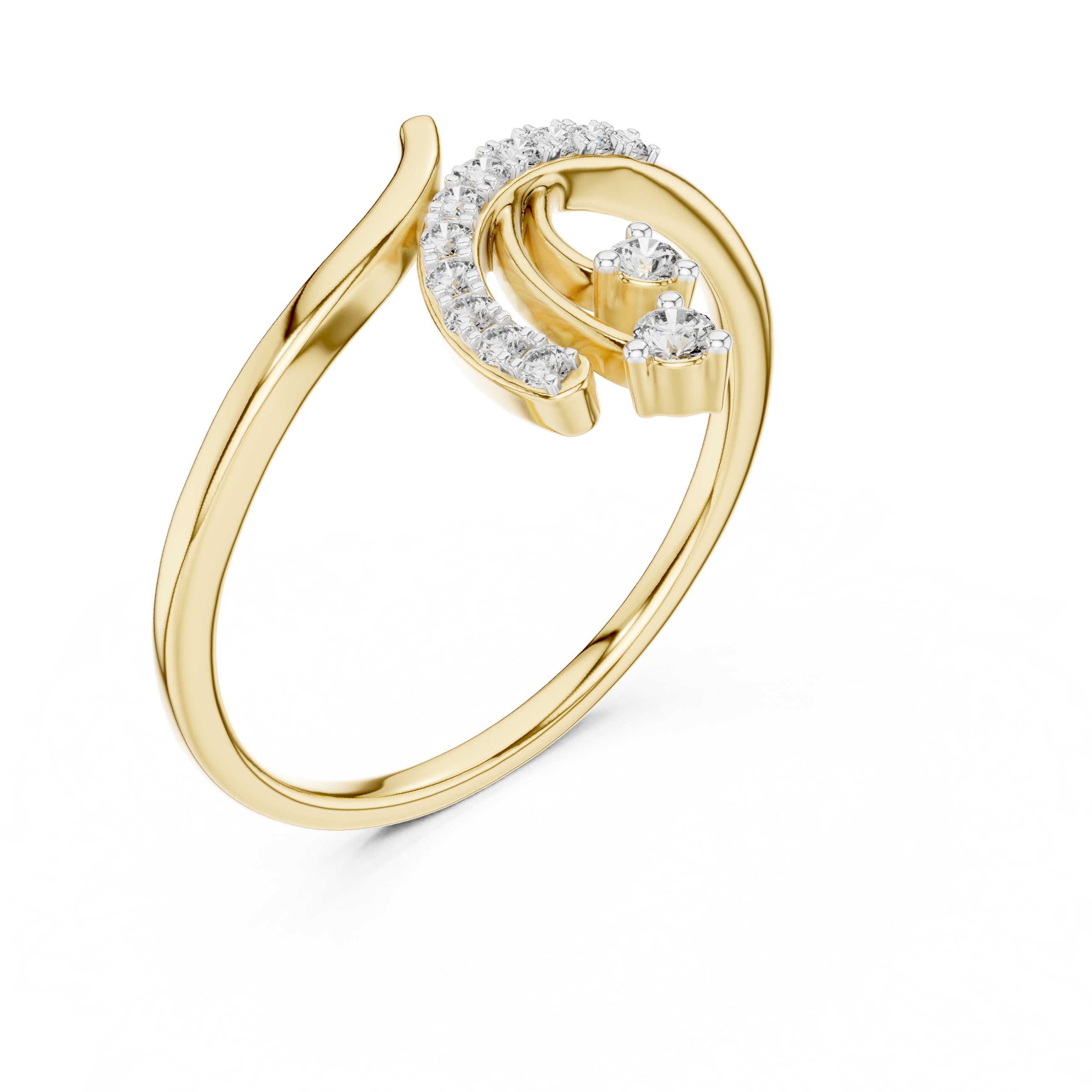 Open Rose Gold Ring with Curved Diamond Accents