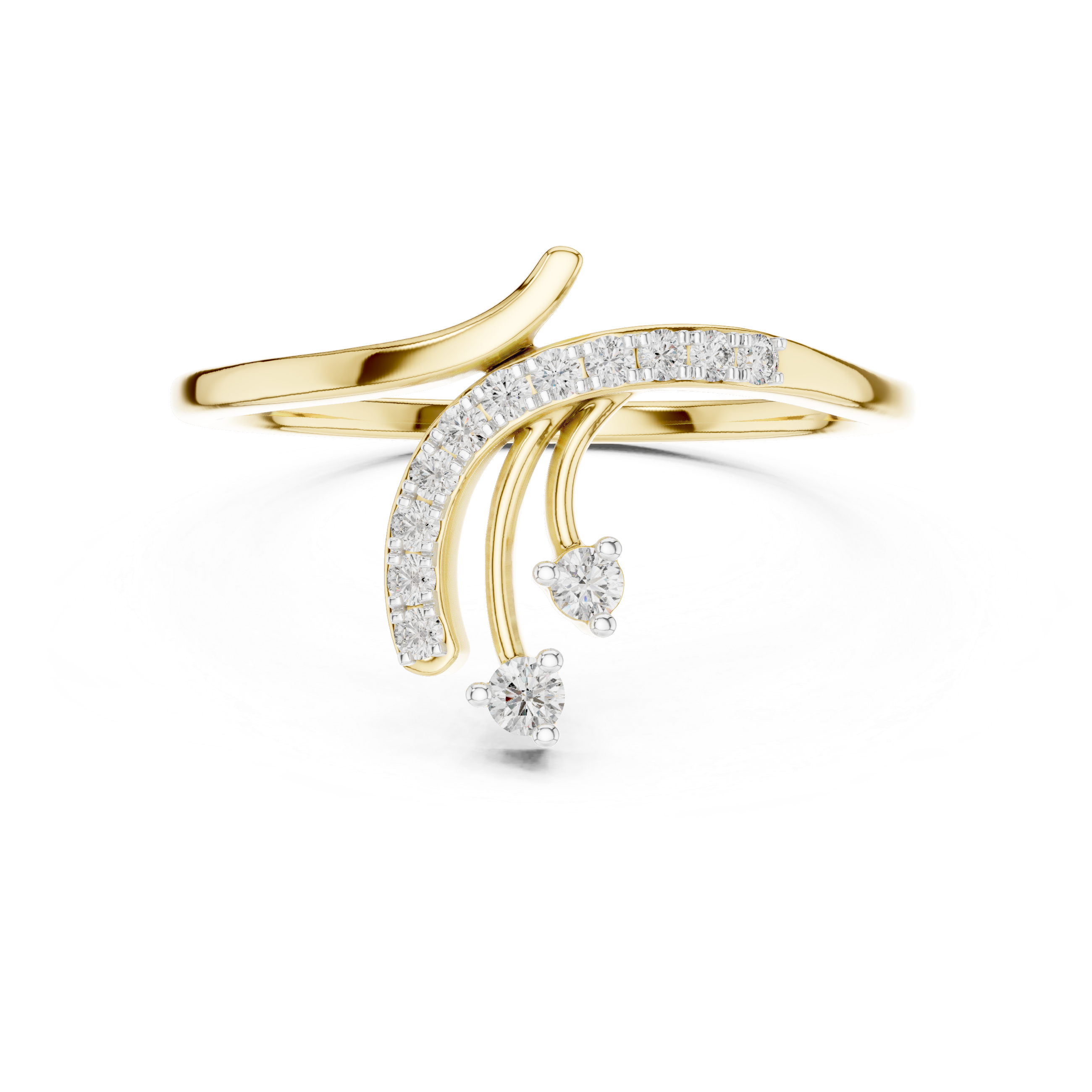Open Rose Gold Ring with Curved Diamond Accents