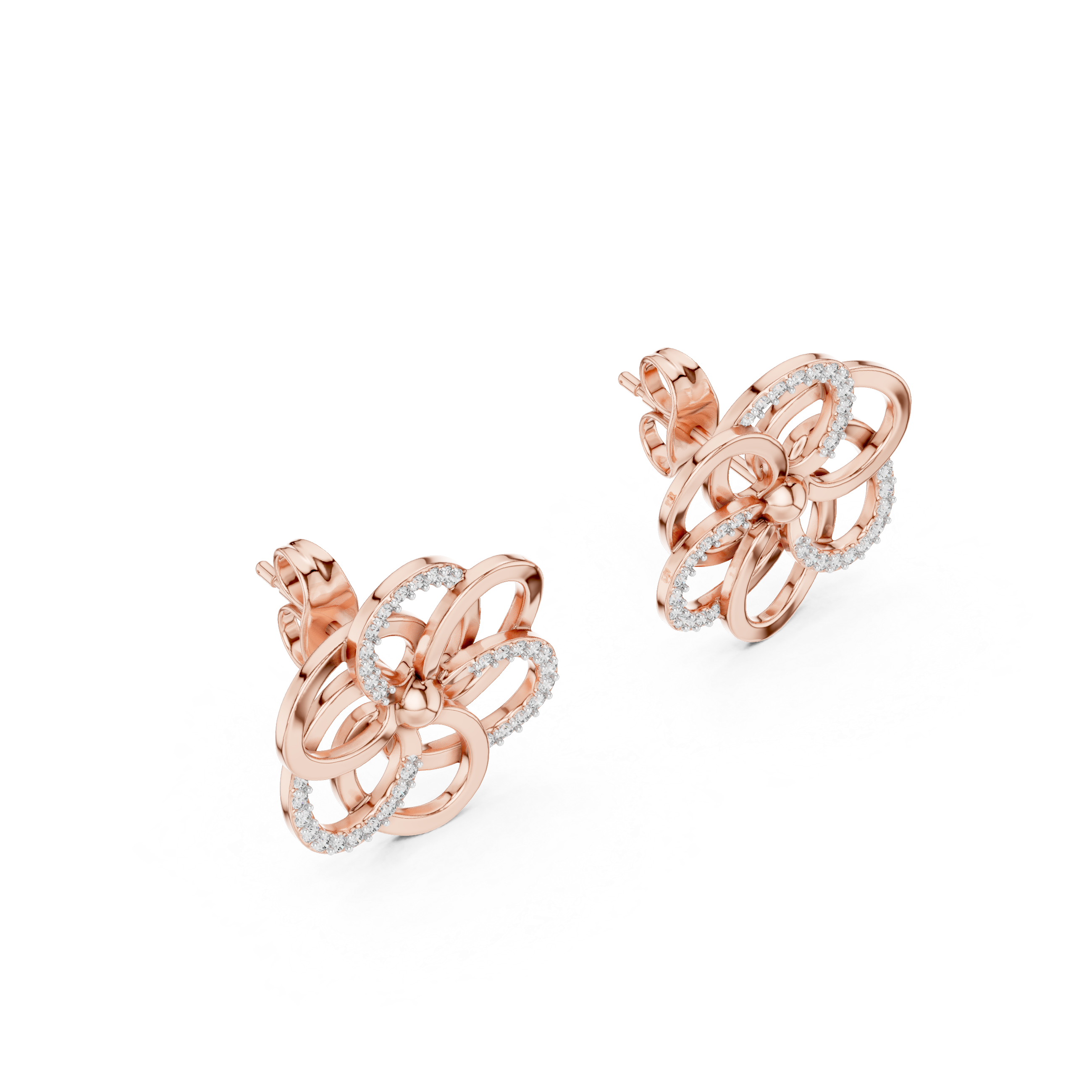 Flower Earrings with Sparkling Diamonds