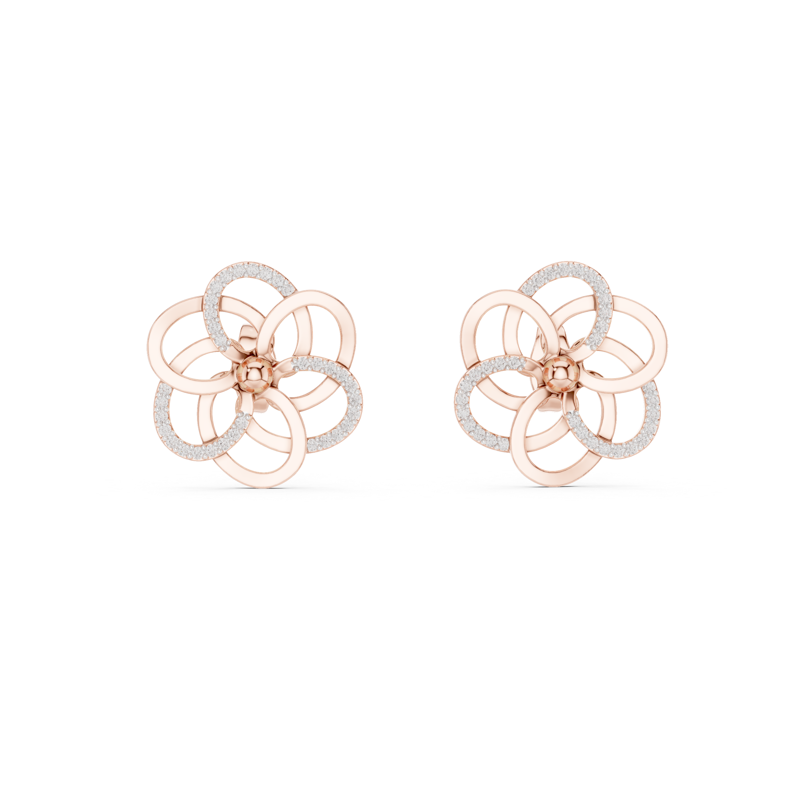 Flower Earrings with Sparkling Diamonds