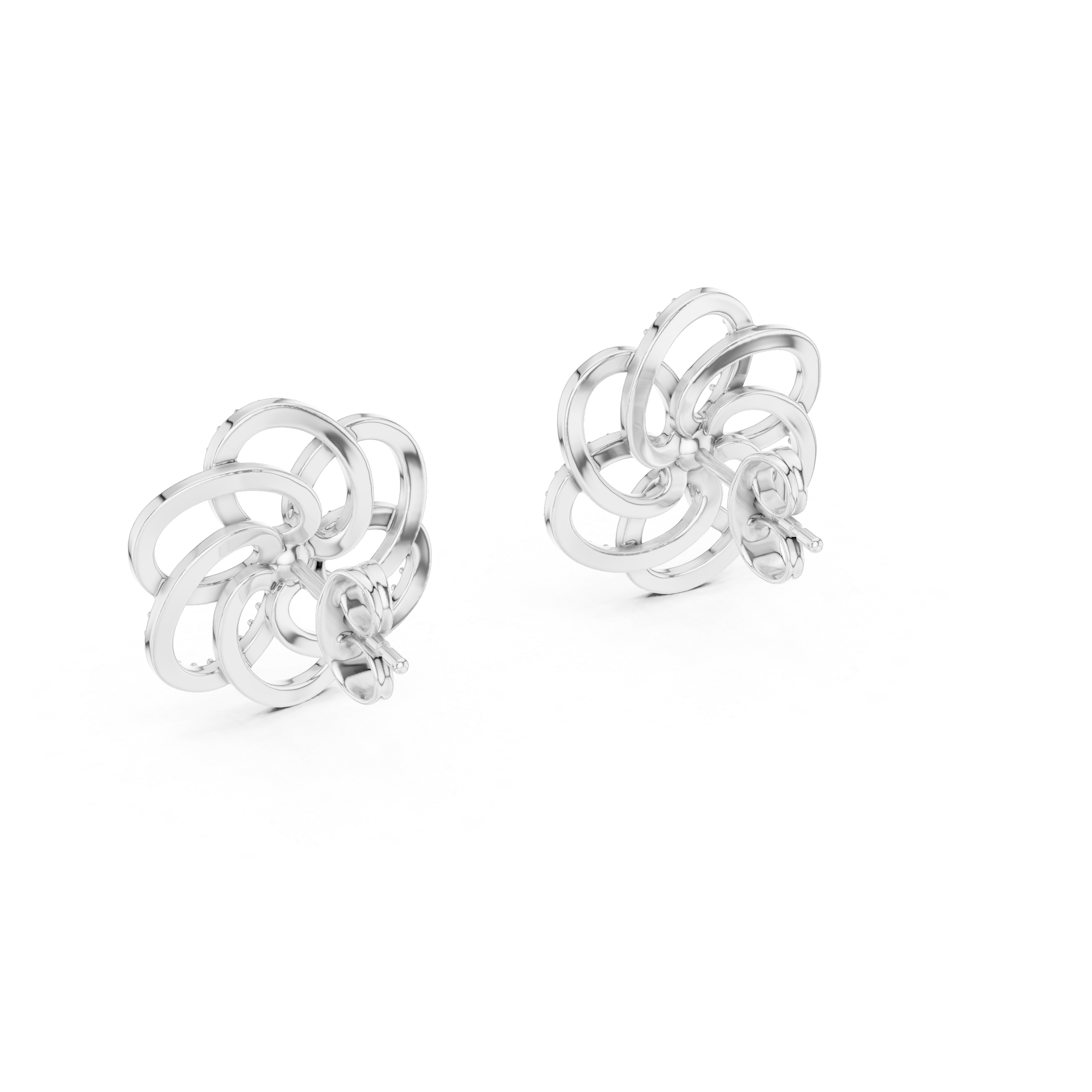 Flower Earrings with Sparkling Diamonds