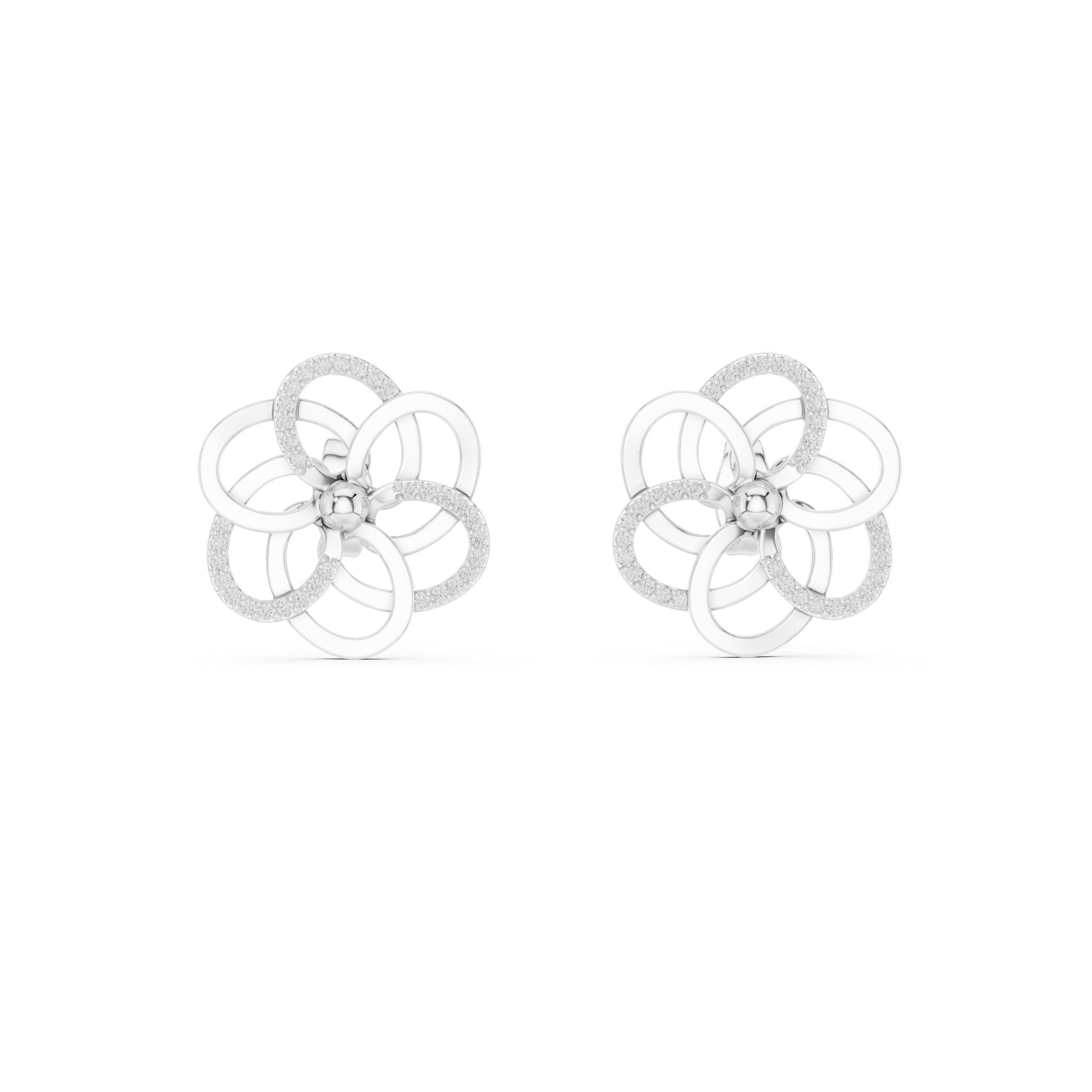 Flower Earrings with Sparkling Diamonds