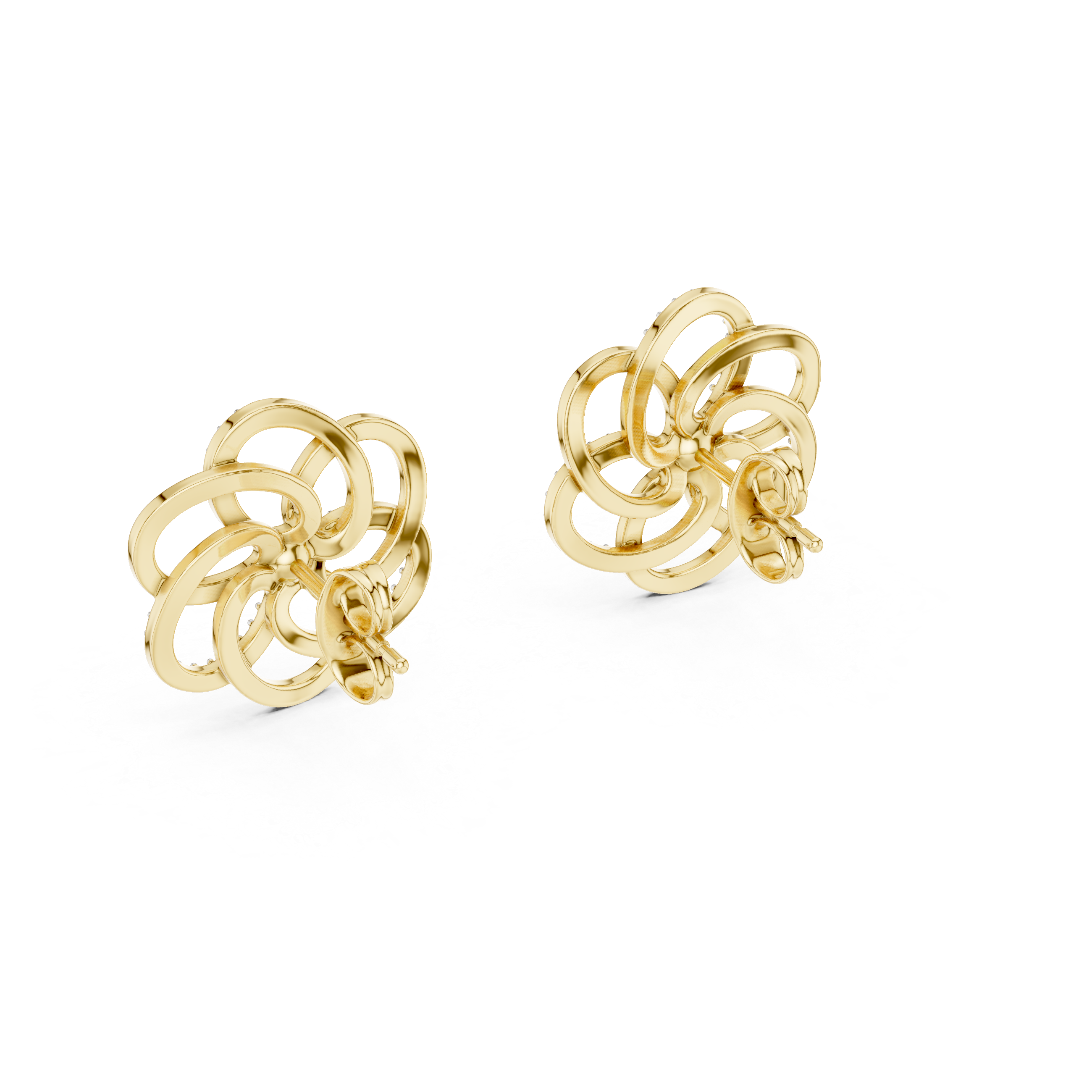 Flower Earrings with Sparkling Diamonds