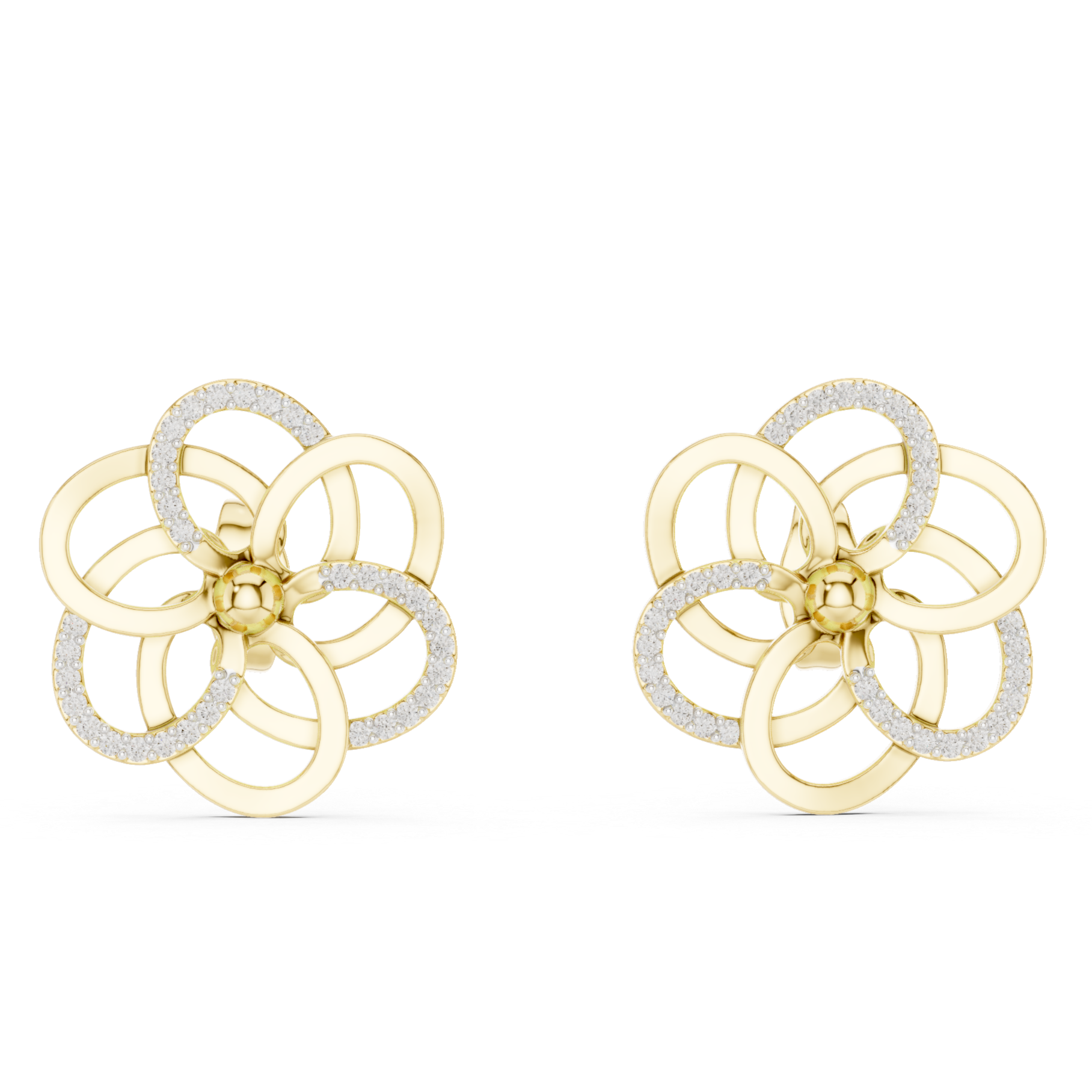 Flower Earrings with Sparkling Diamonds