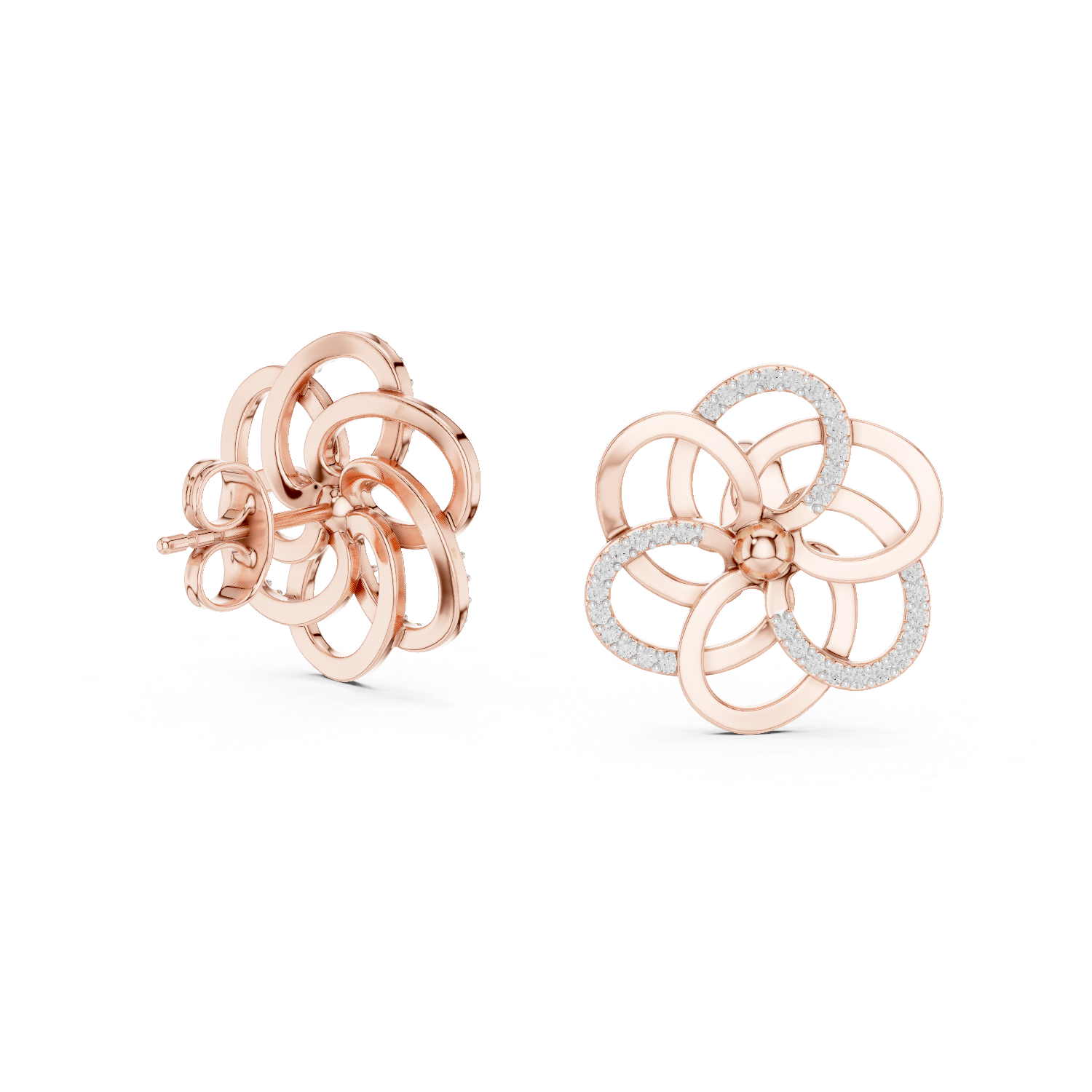 Flower Earrings with Sparkling Diamonds
