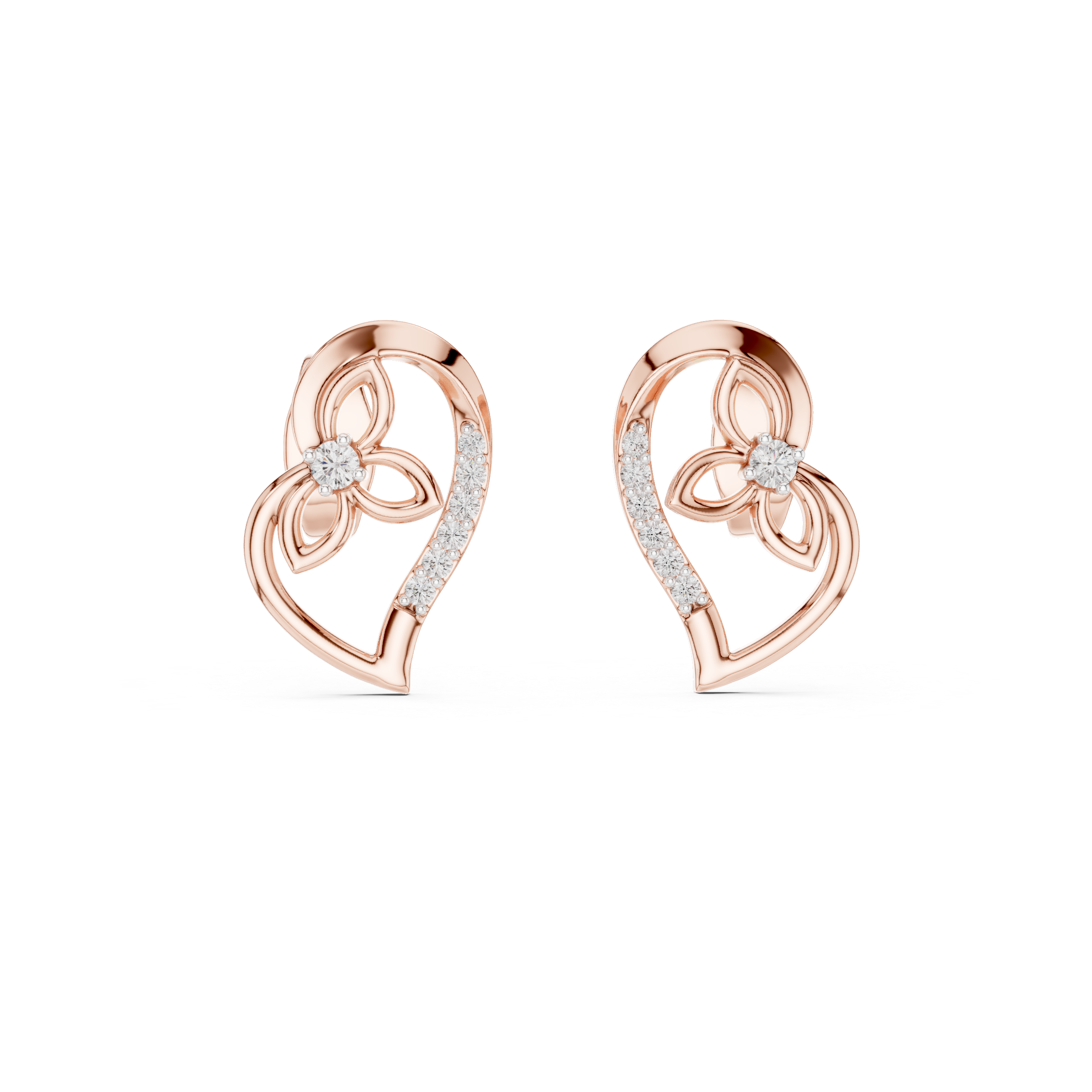 Flower Diamond Stud Earrings