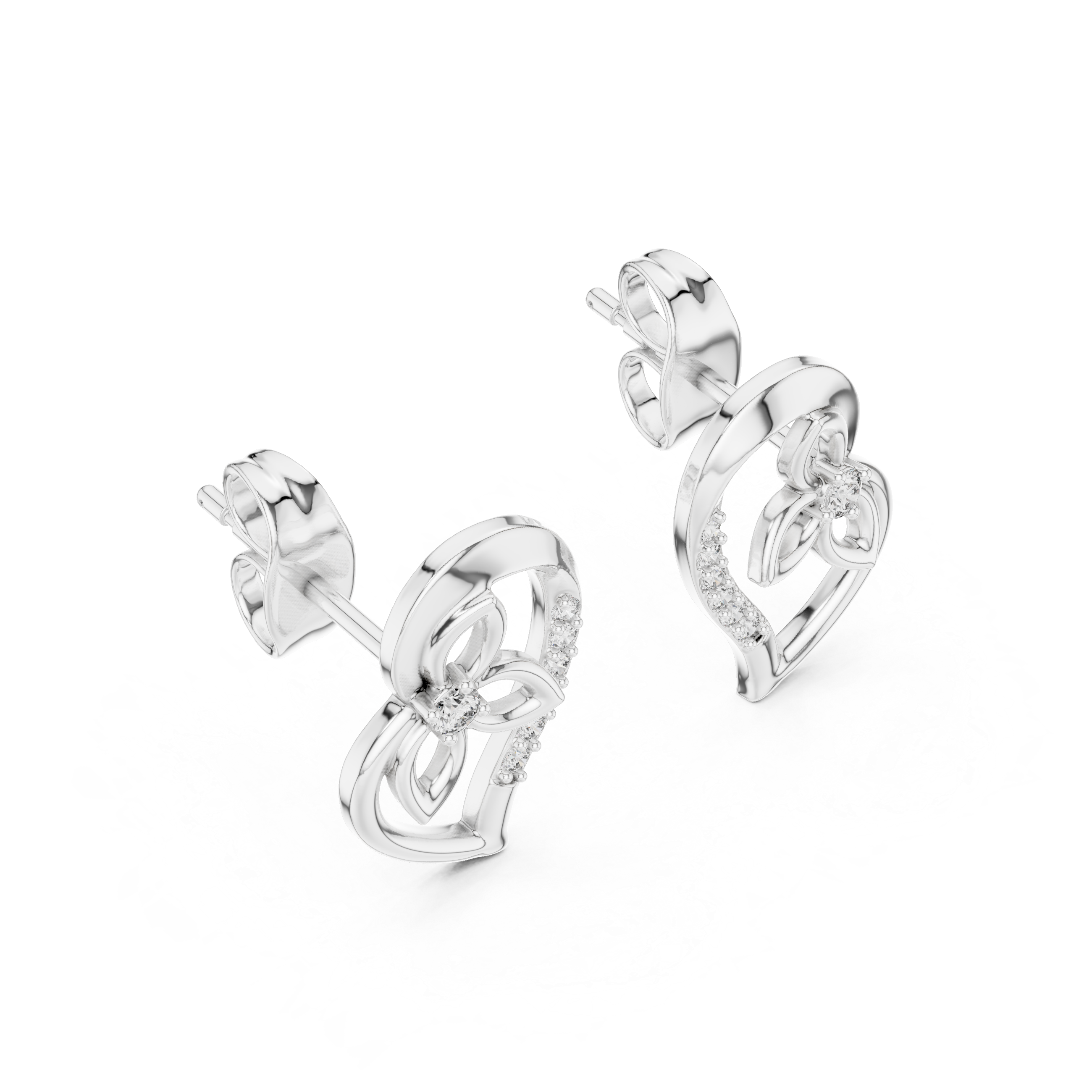 Flower Diamond Stud Earrings