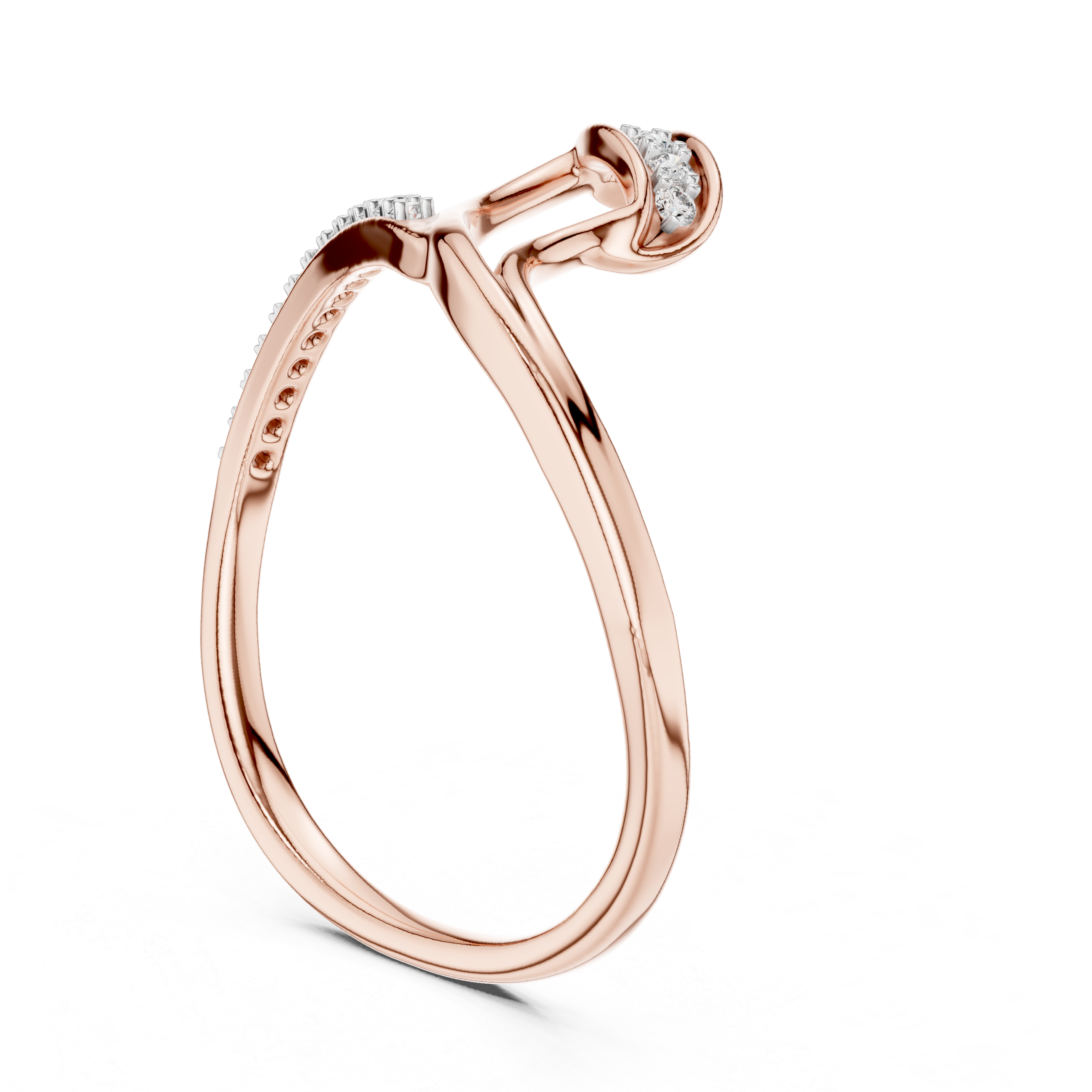 Stylish Diamond Ring with Unique Bypass Design