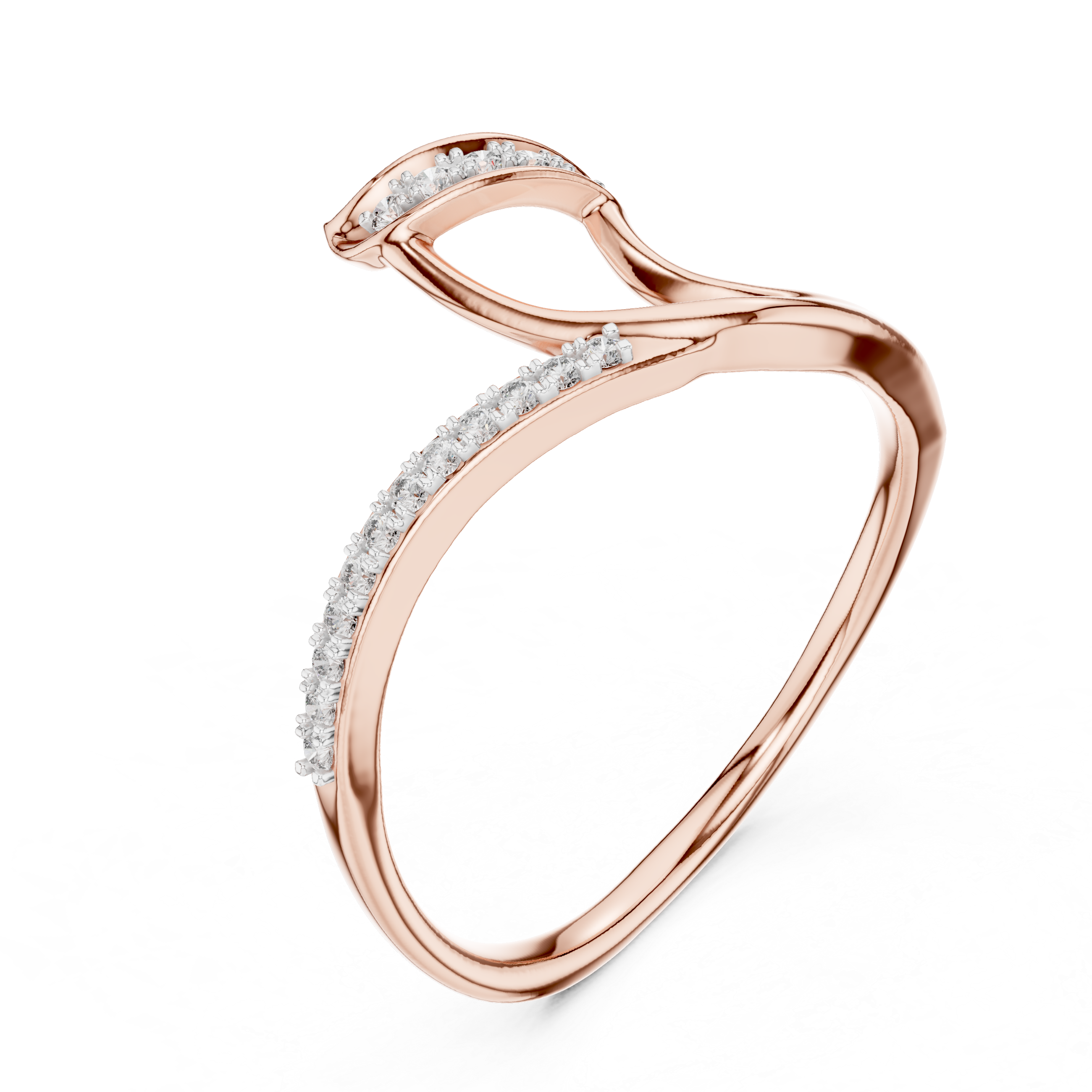Stylish Diamond Ring with Unique Bypass Design