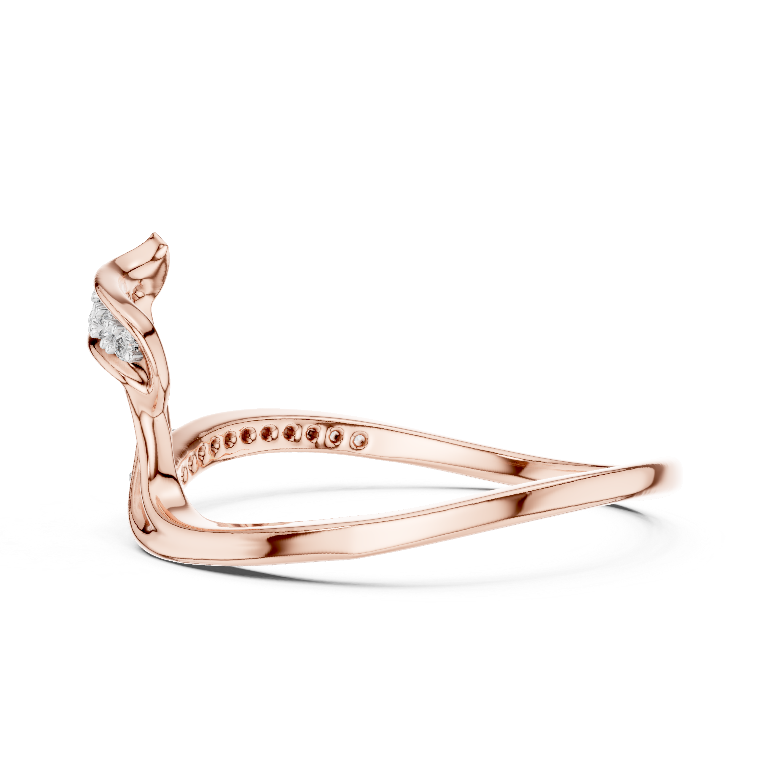 Stylish Diamond Ring with Unique Bypass Design