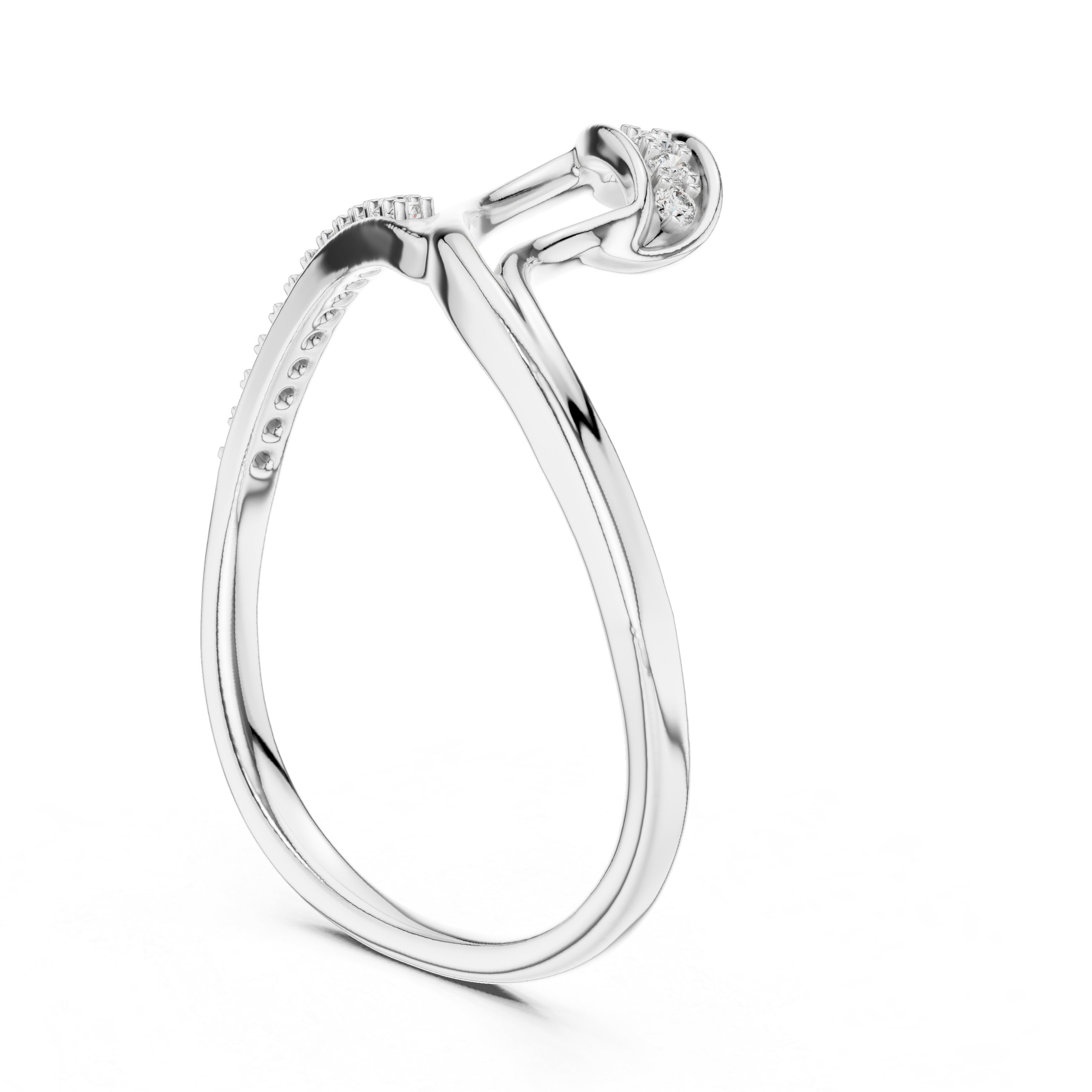 Stylish Diamond Ring with Unique Bypass Design