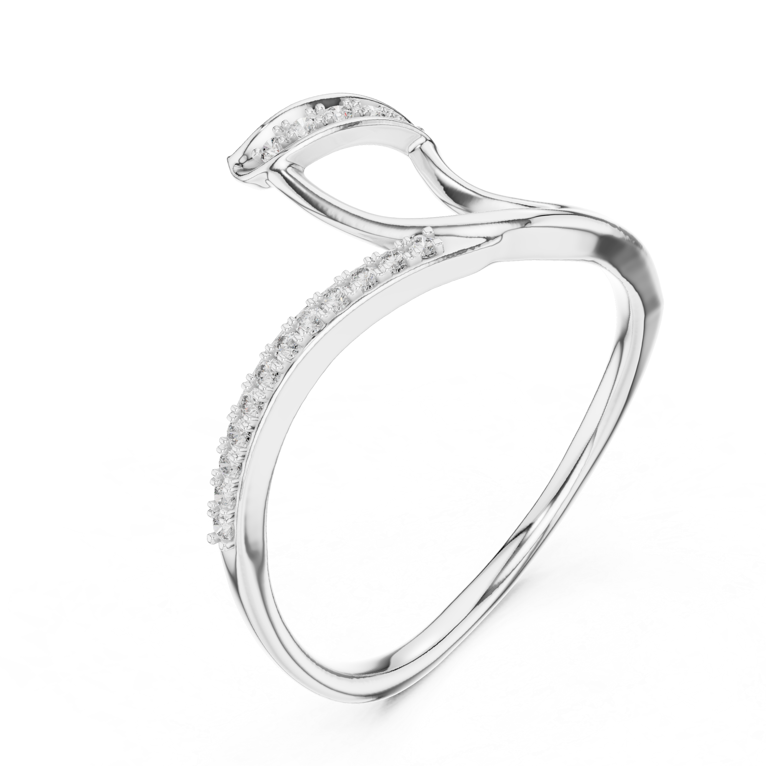 Stylish Diamond Ring with Unique Bypass Design