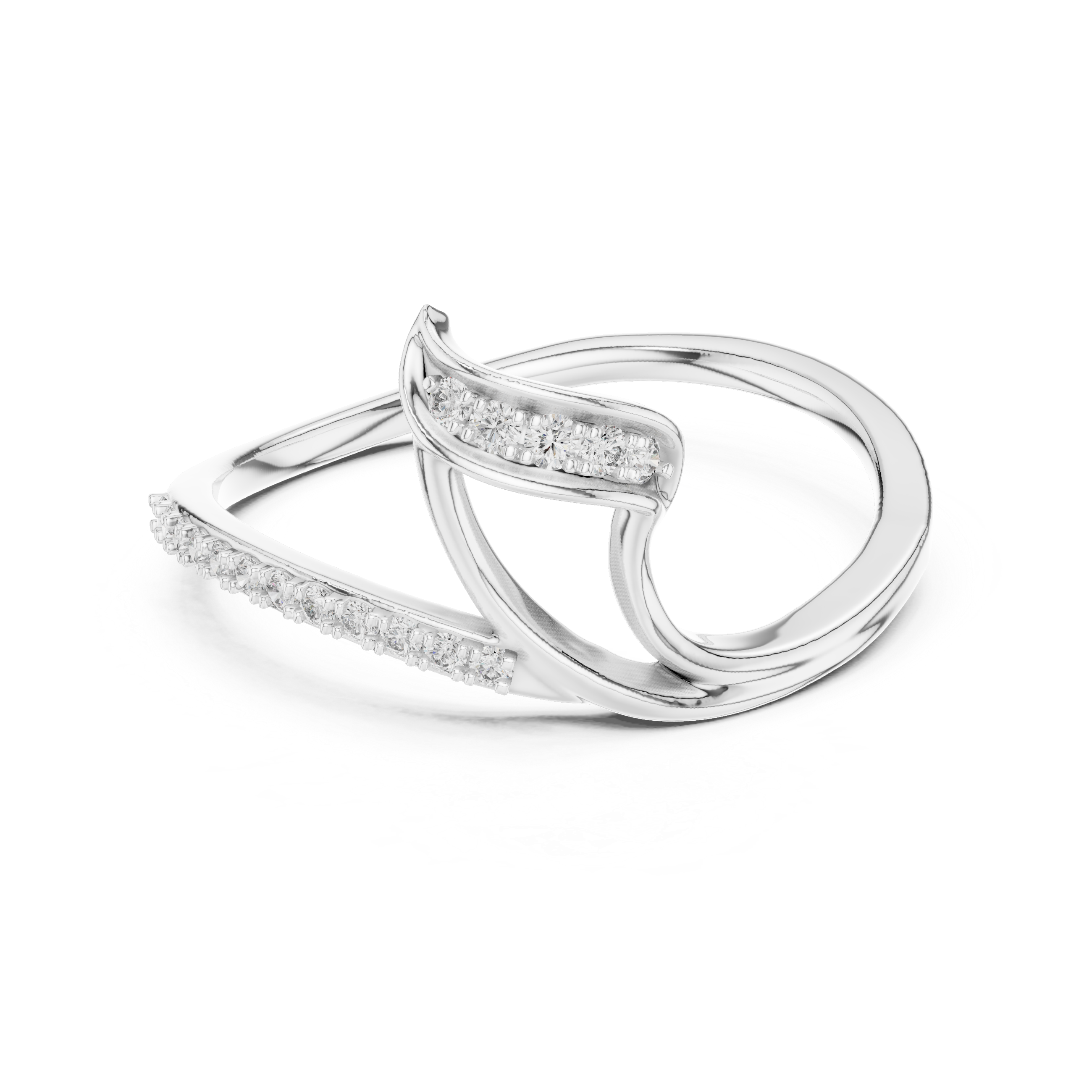Stylish Diamond Ring with Unique Bypass Design