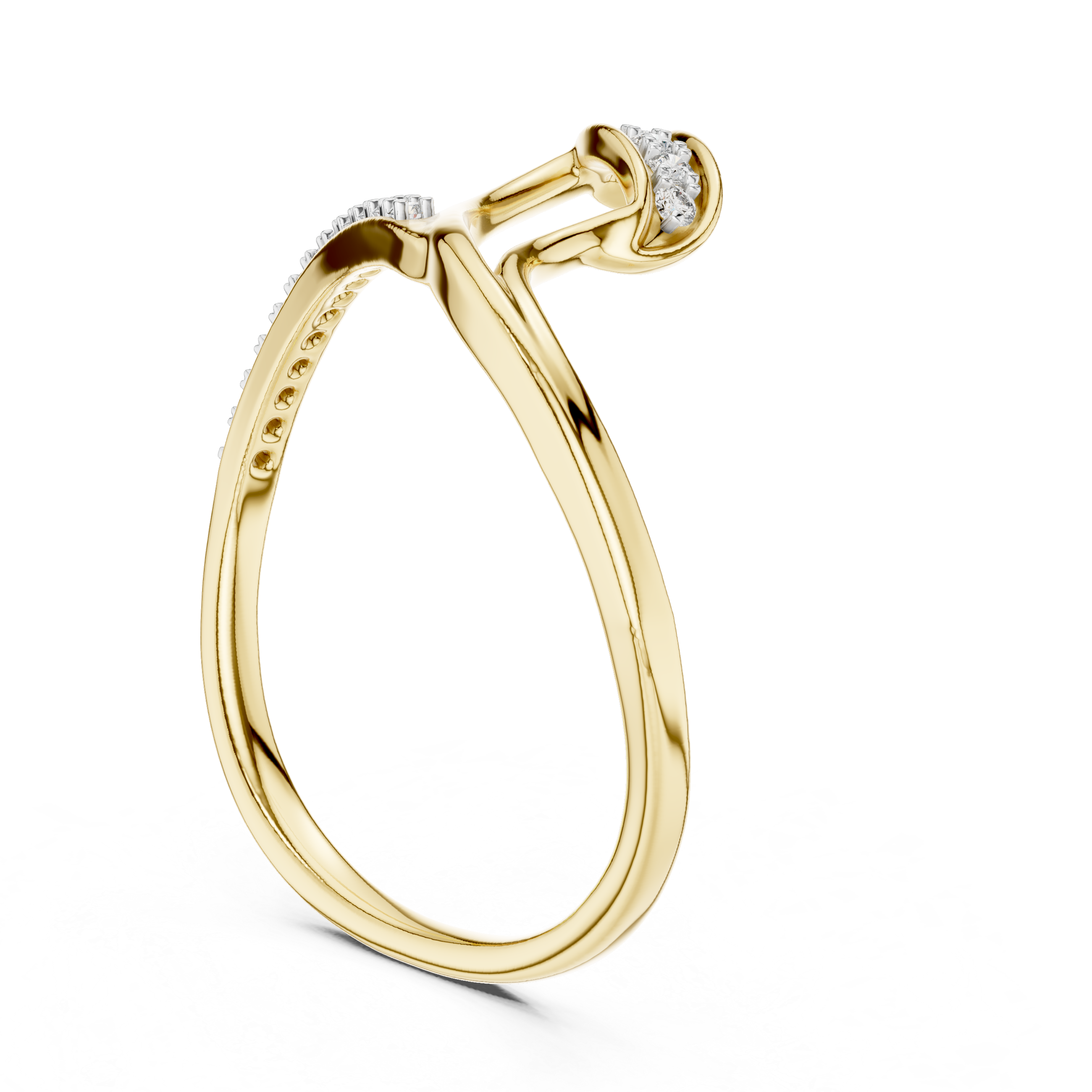 Stylish Diamond Ring with Unique Bypass Design