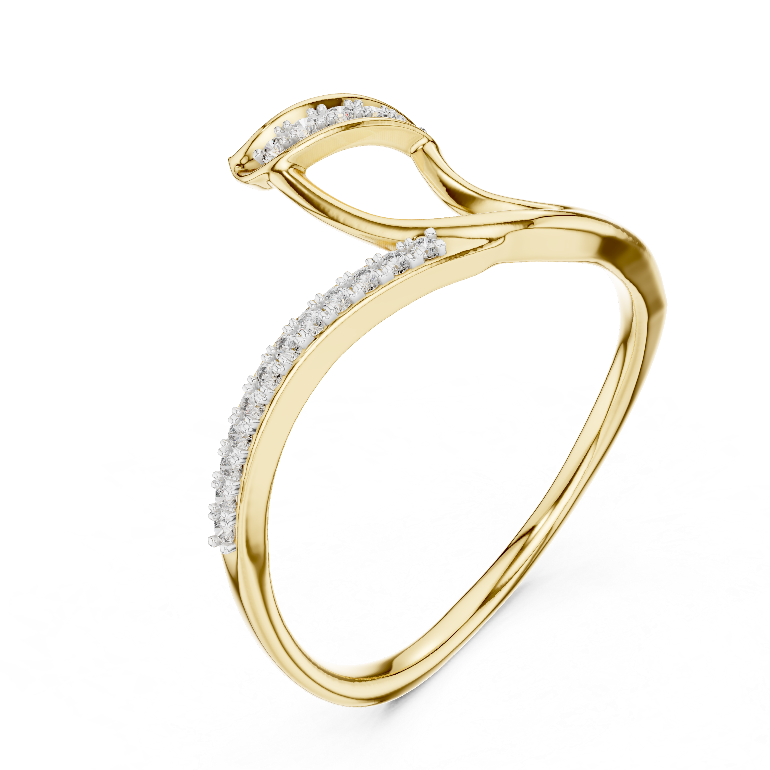 Stylish Diamond Ring with Unique Bypass Design