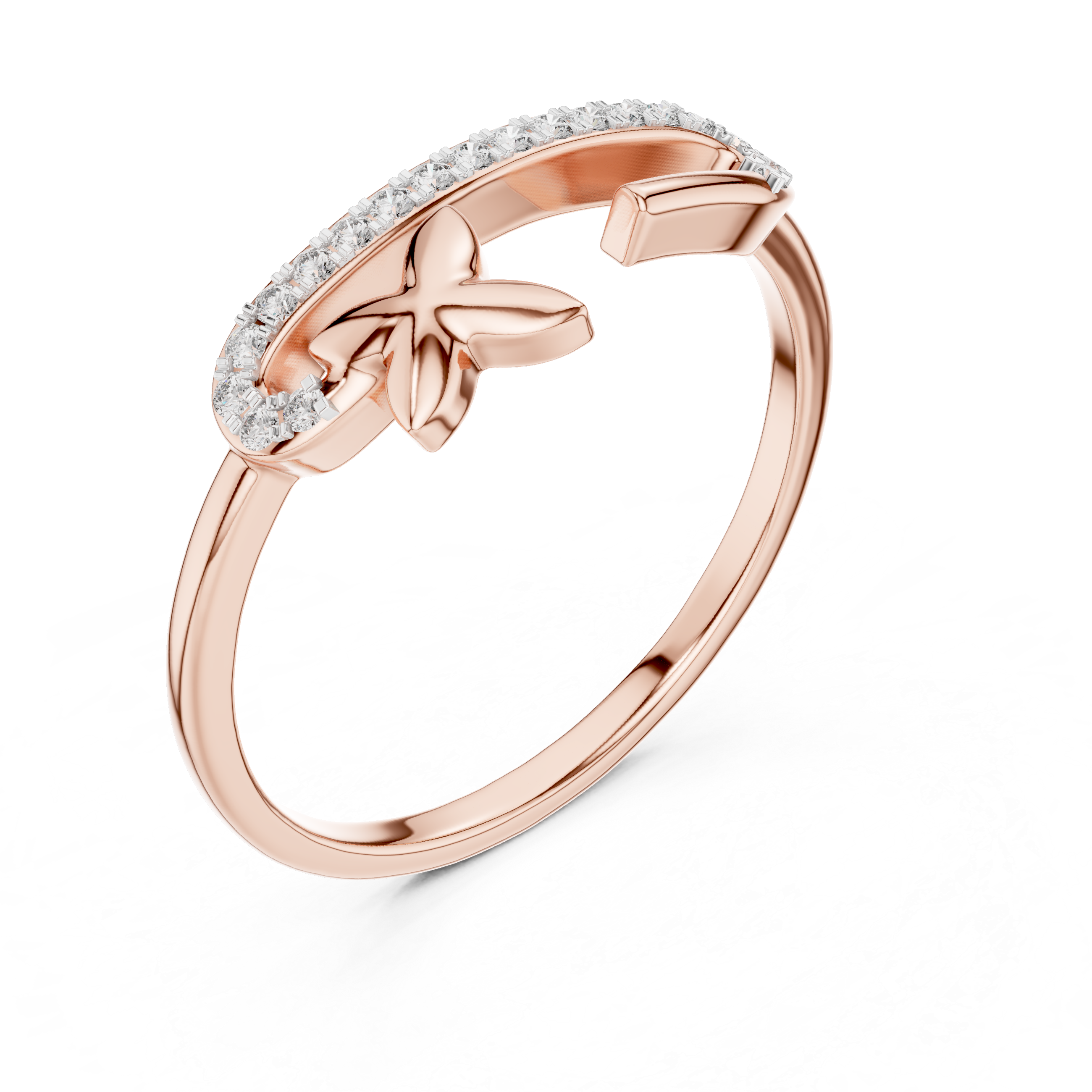 Crescent Diamond Accent Ring