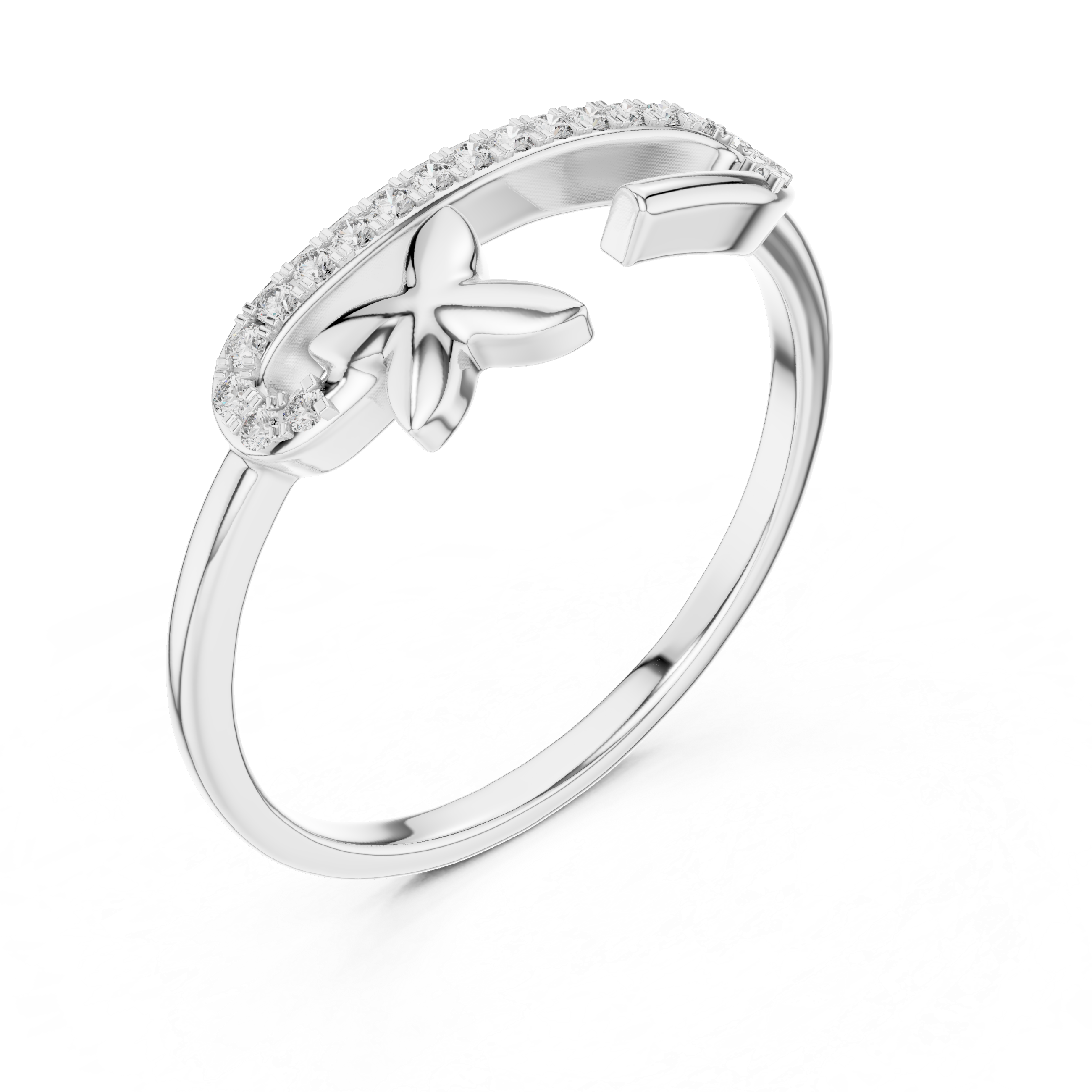 Crescent Diamond Accent Ring