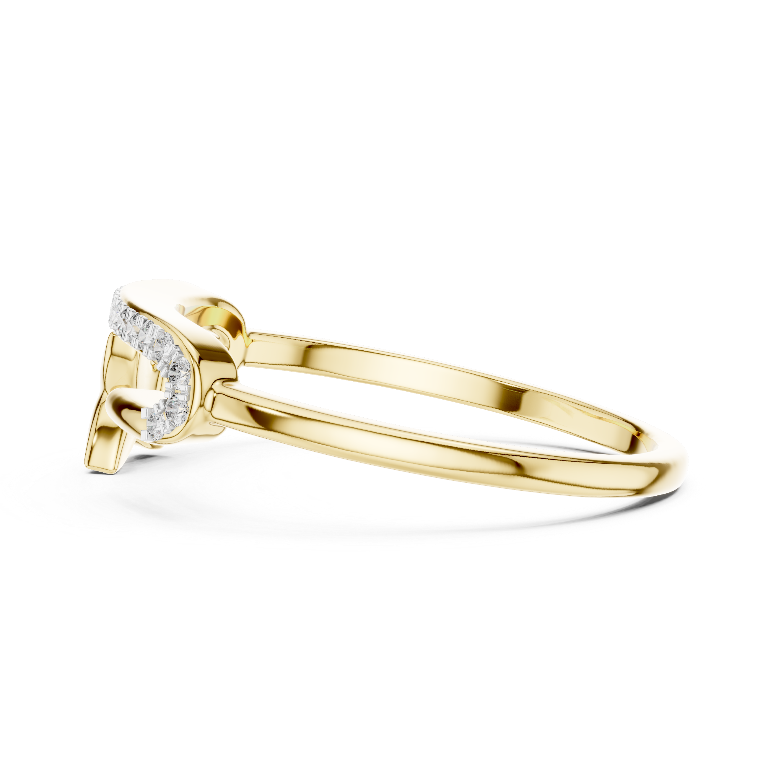 Crescent Diamond Accent Ring