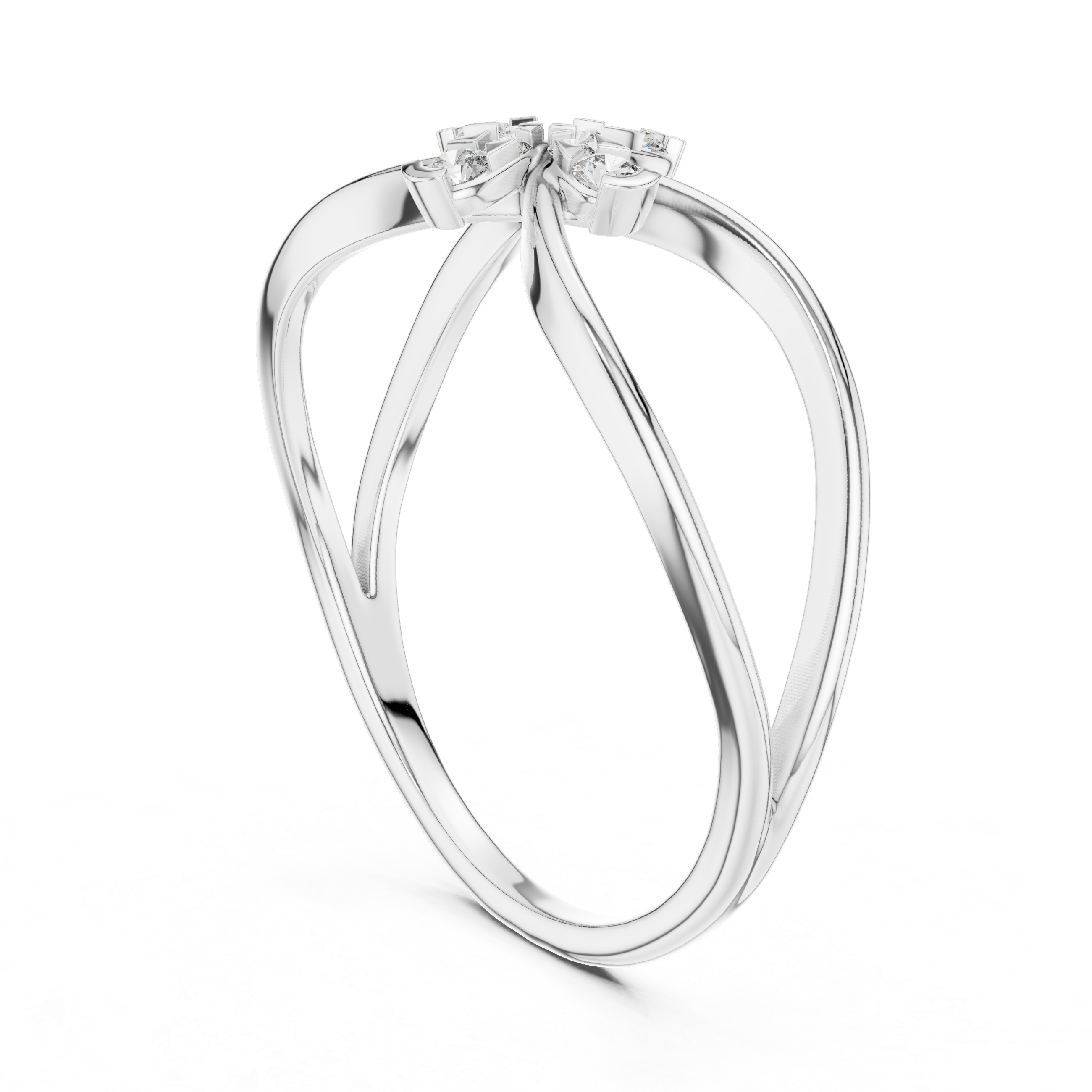 Split Shank Ring with Clustered Diamond Accents