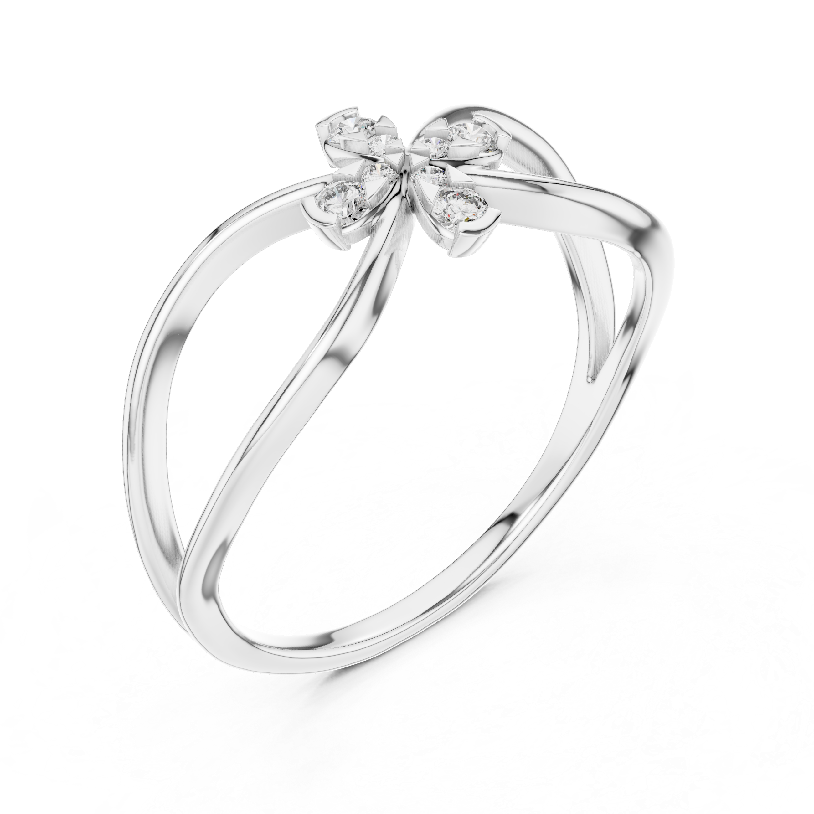 Split Shank Ring with Clustered Diamond Accents