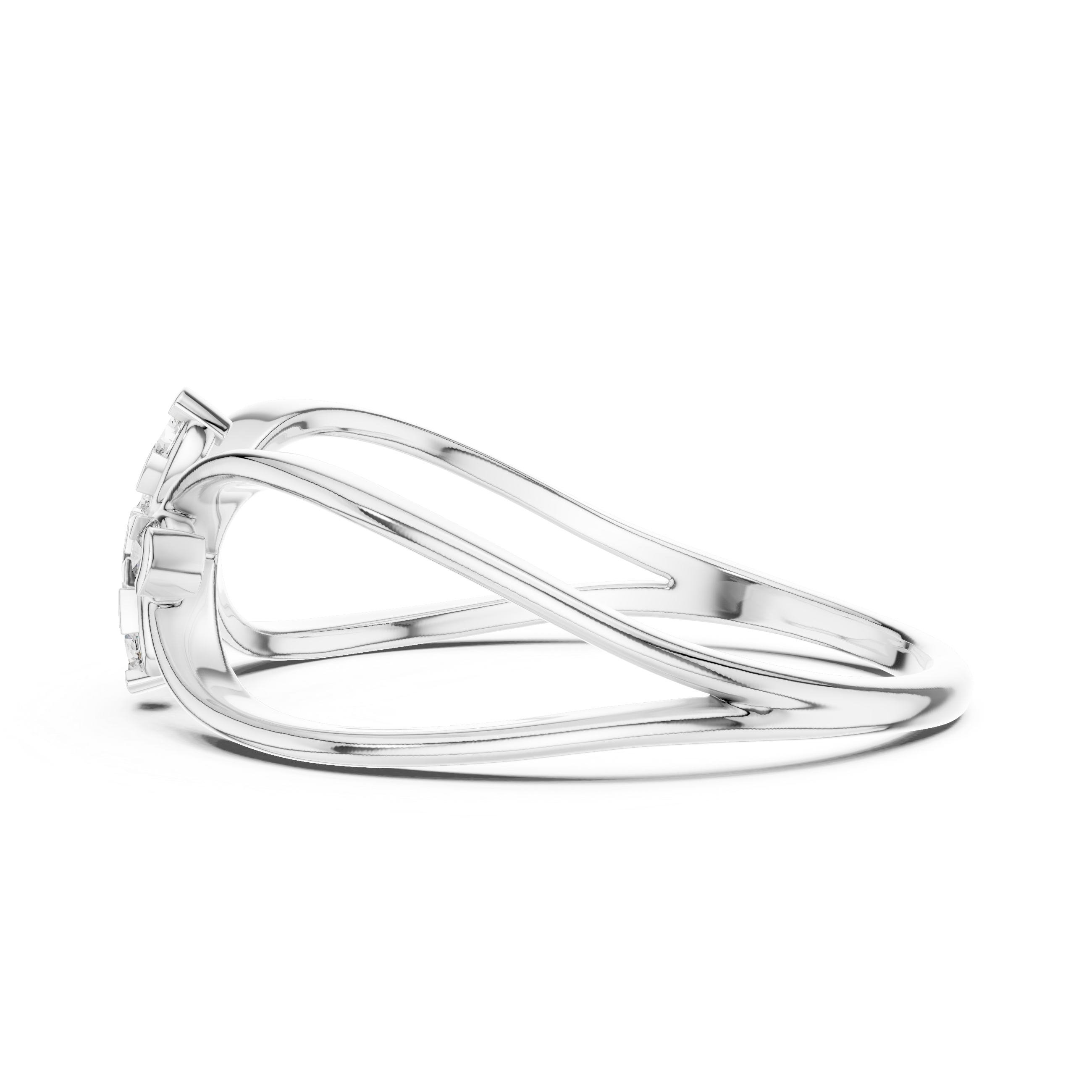 Split Shank Ring with Clustered Diamond Accents