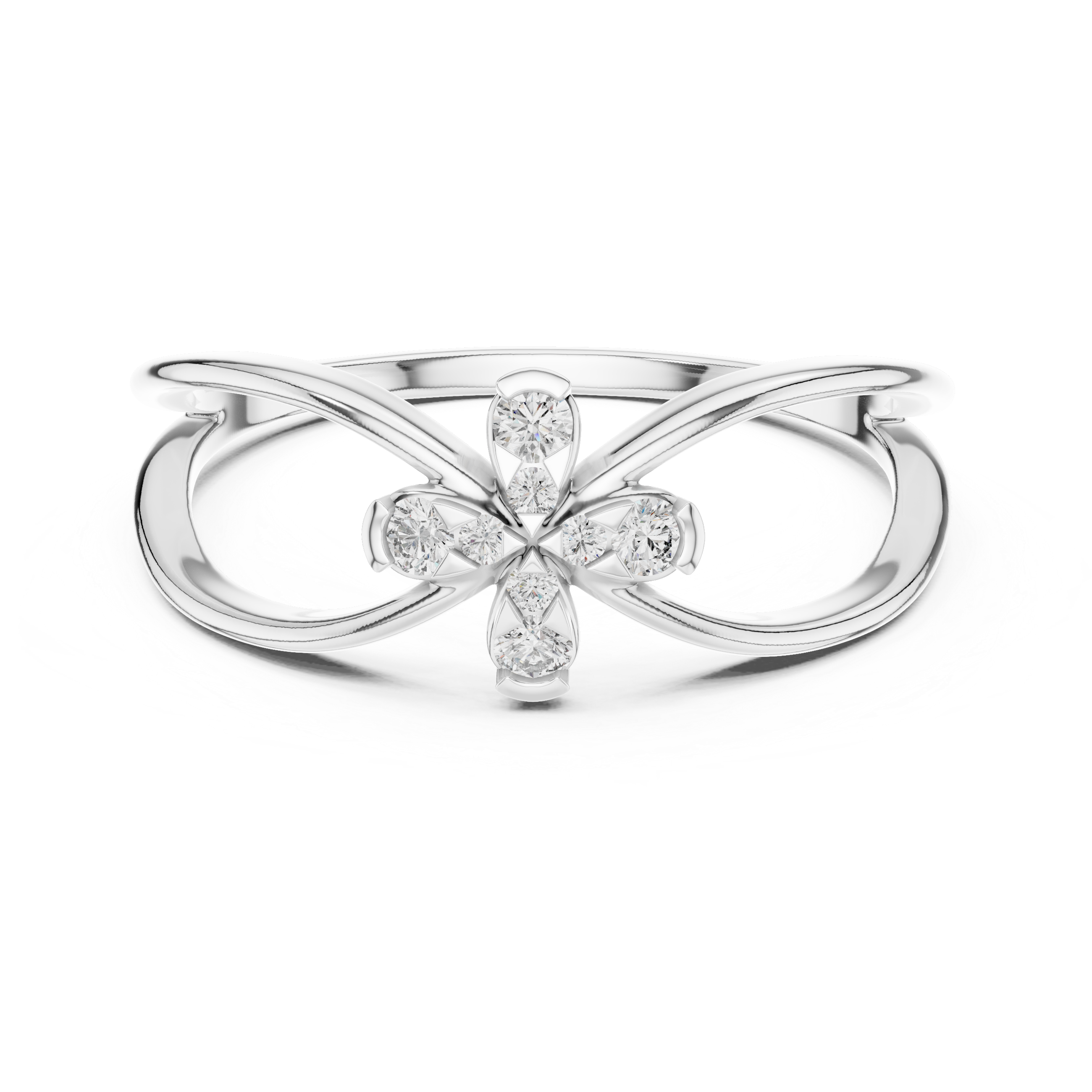 Split Shank Ring with Clustered Diamond Accents