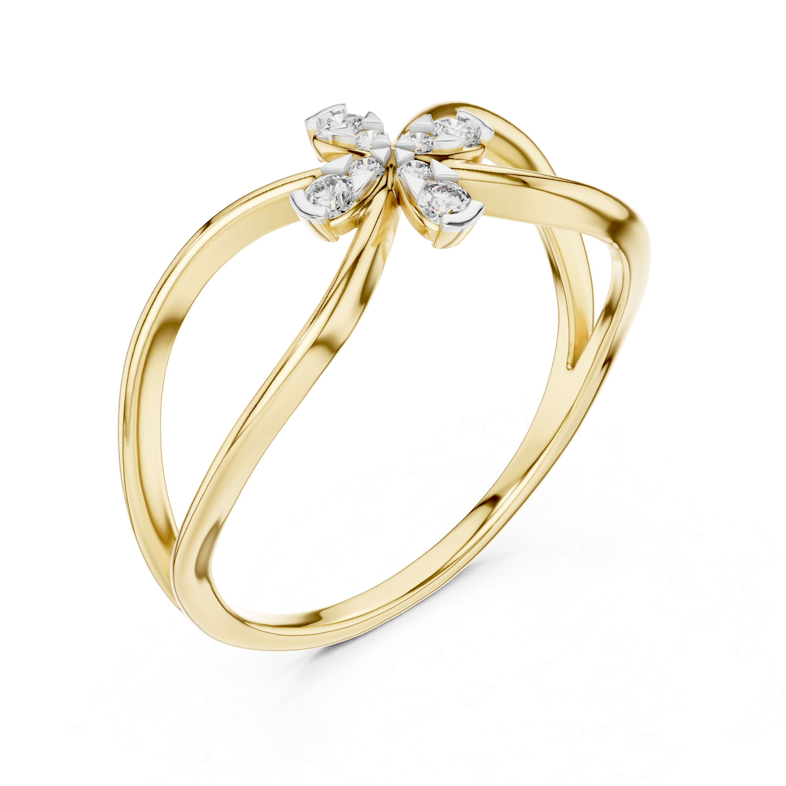 Split Shank Ring with Clustered Diamond Accents