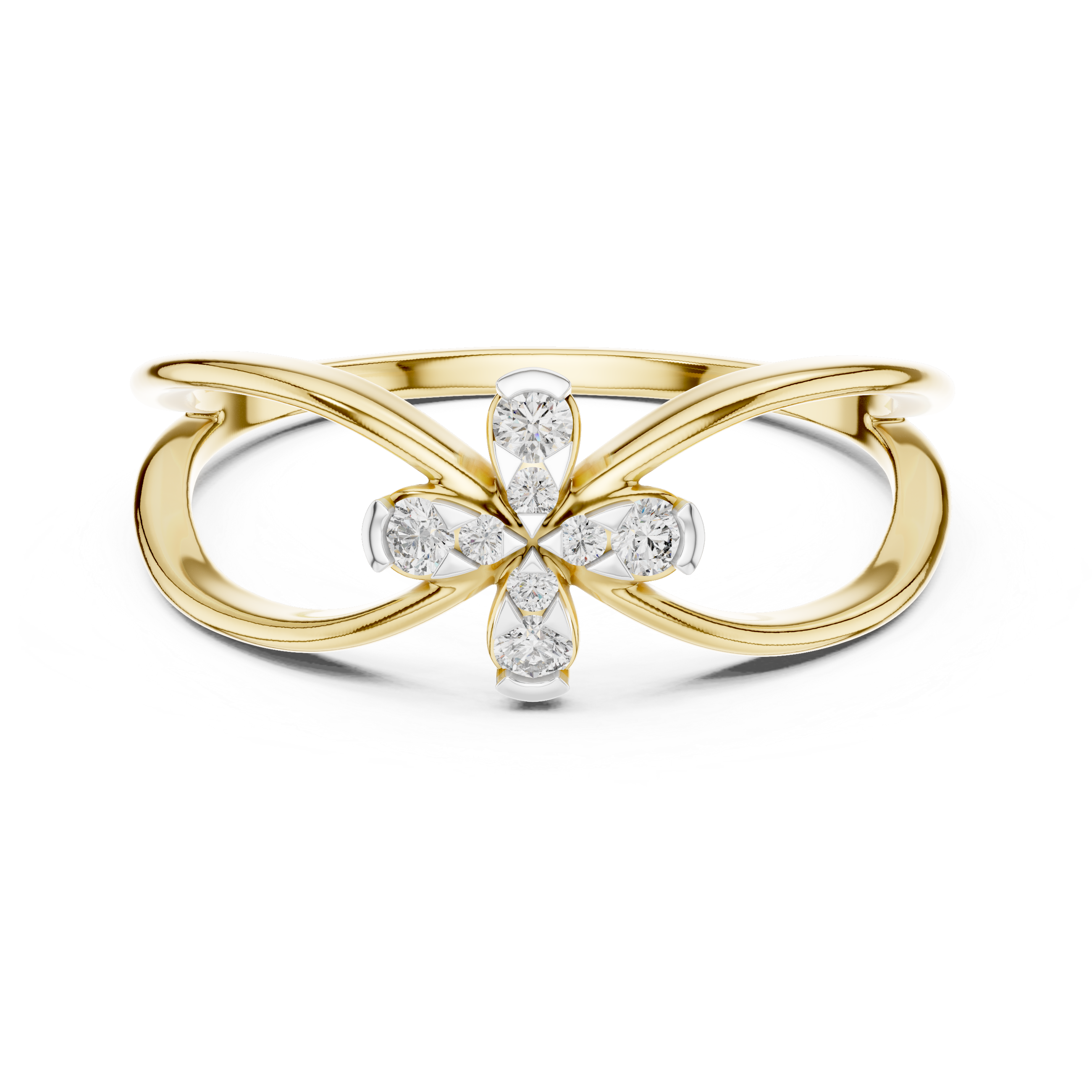 Split Shank Ring with Clustered Diamond Accents
