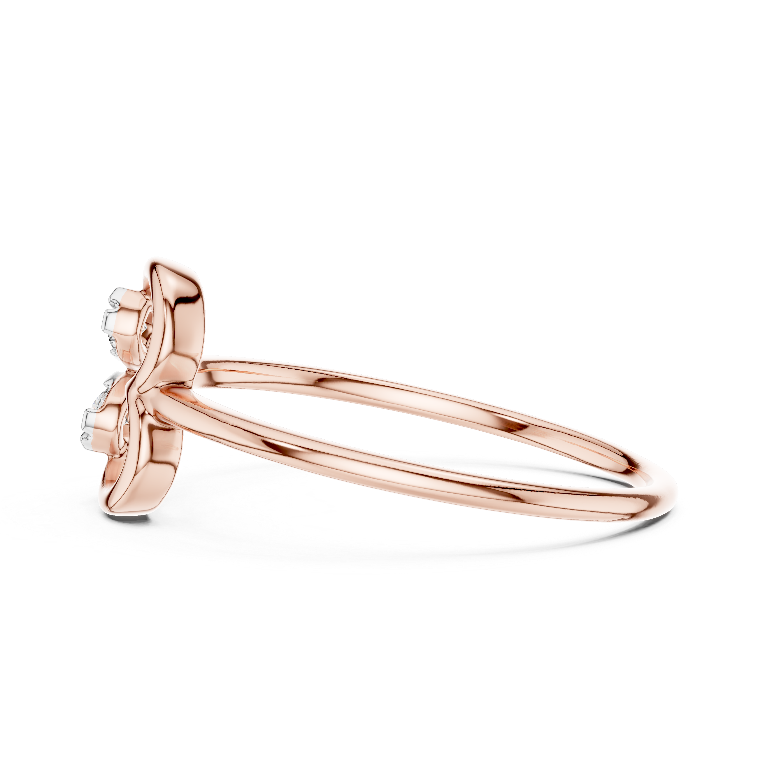 Double Flower Ring with Diamond Accents