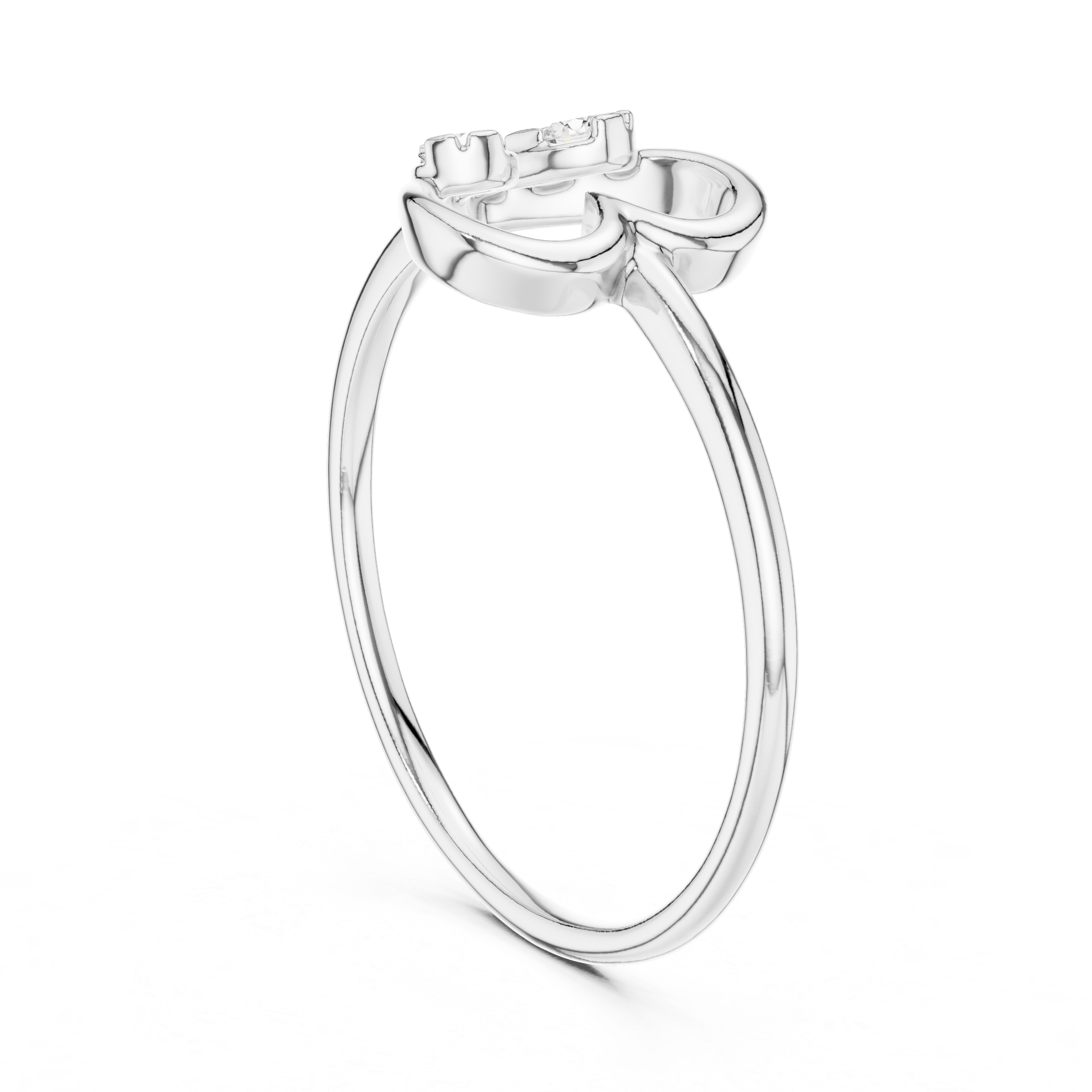 Double Flower Ring with Diamond Accents