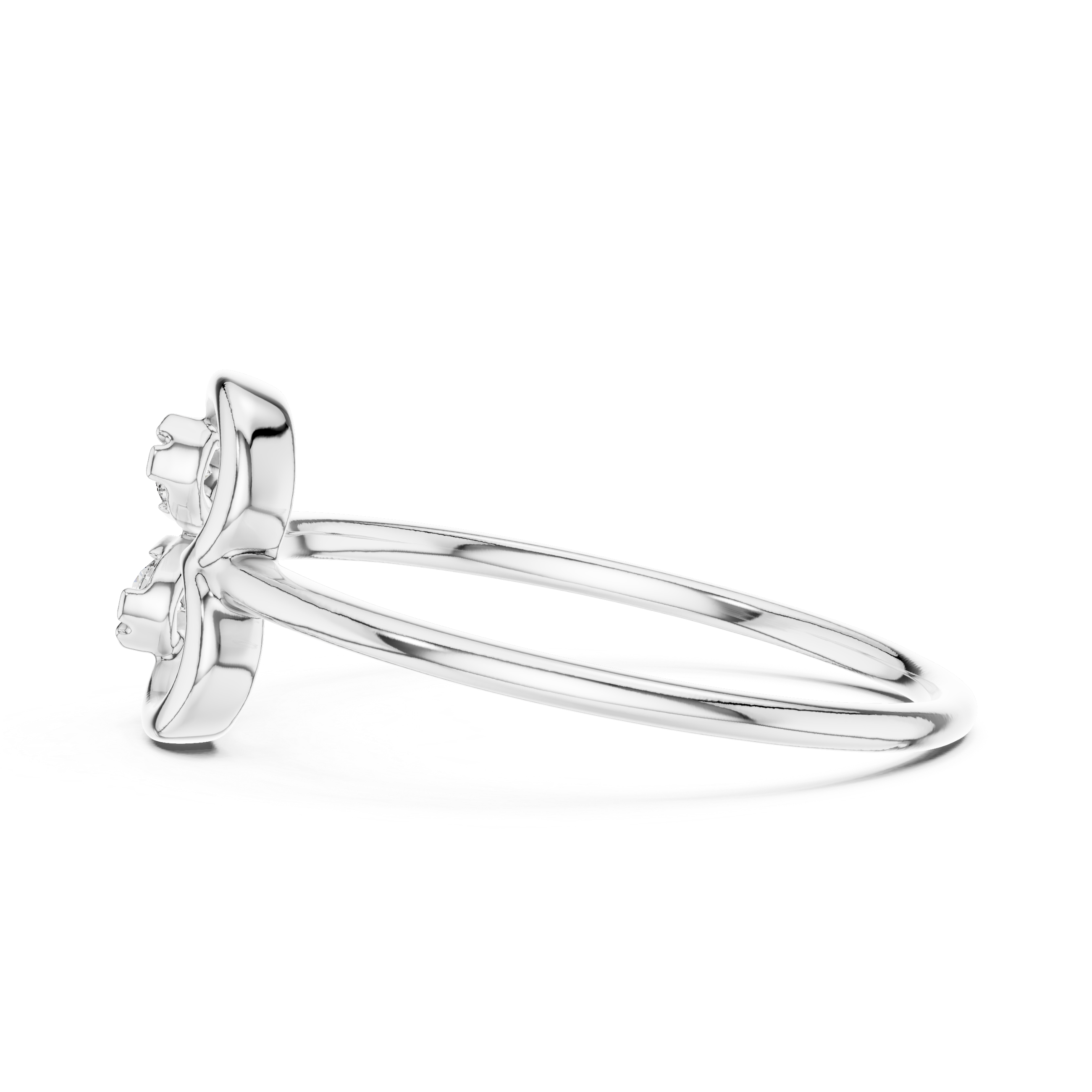 Double Flower Ring with Diamond Accents