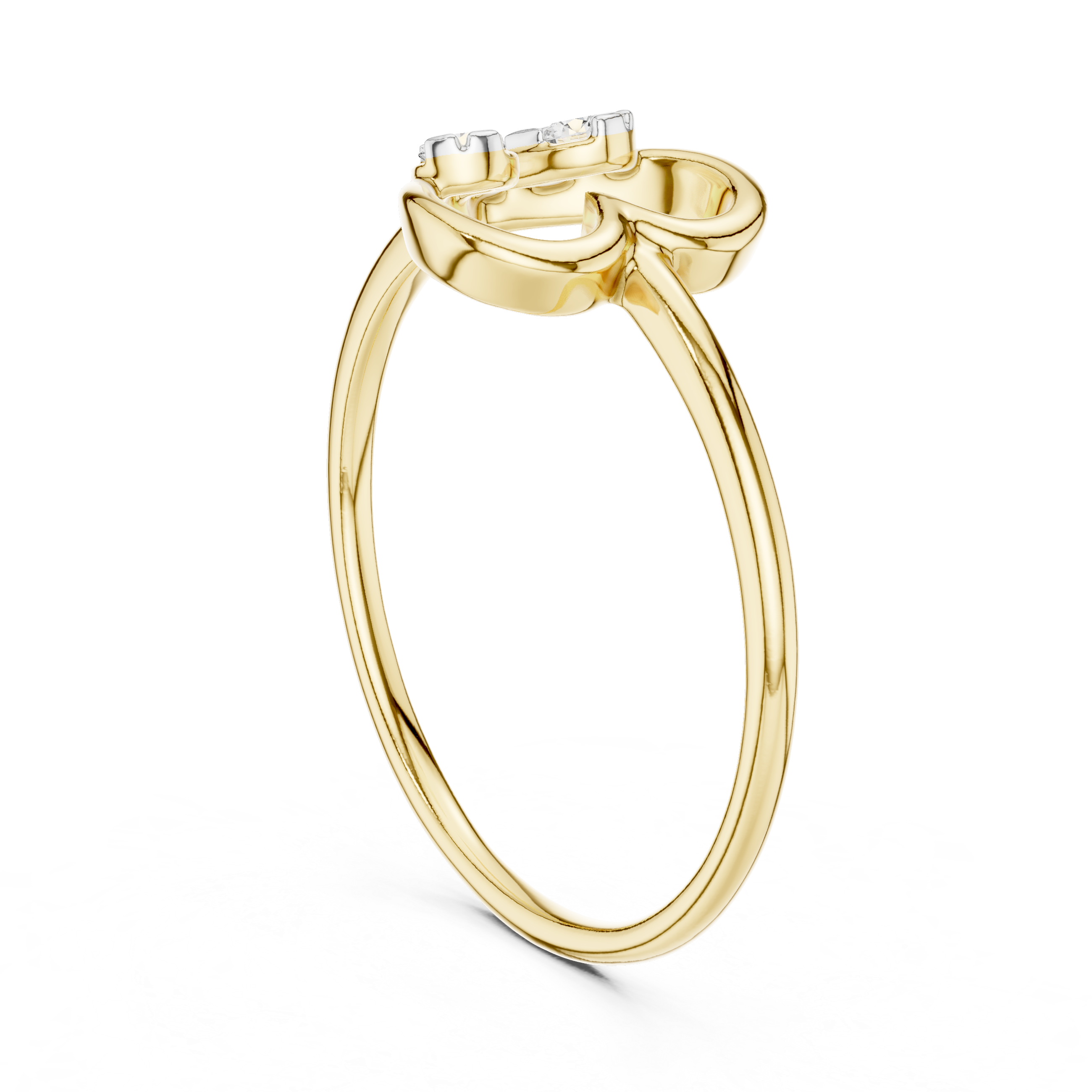 Double Flower Ring with Diamond Accents