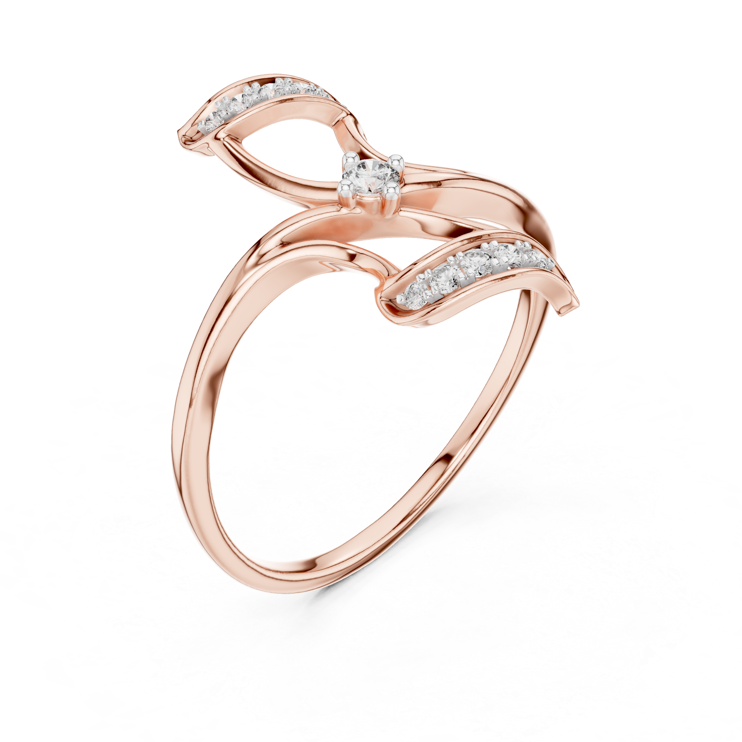 Double Floral Diamond Accent Ring