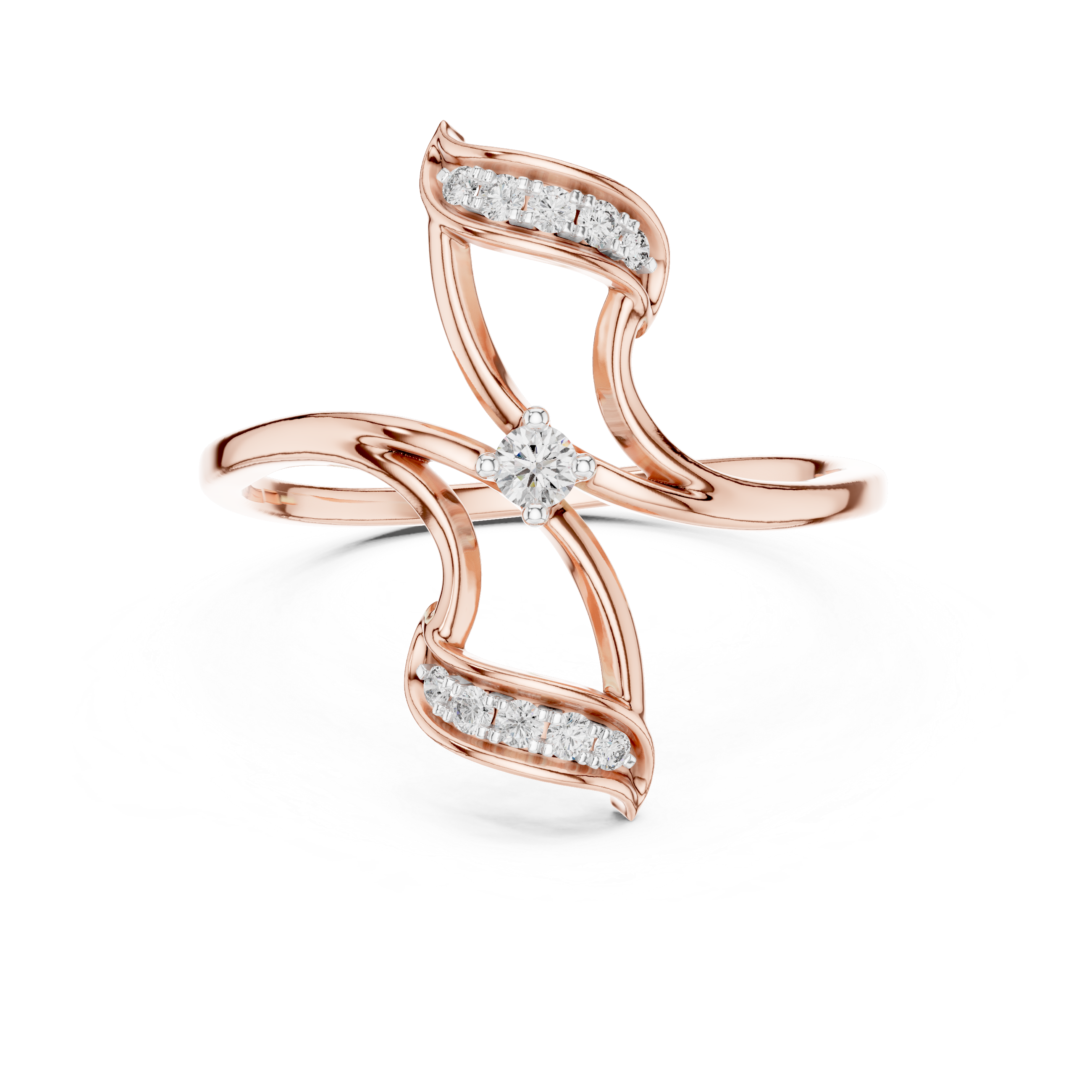 Double Floral Diamond Accent Ring