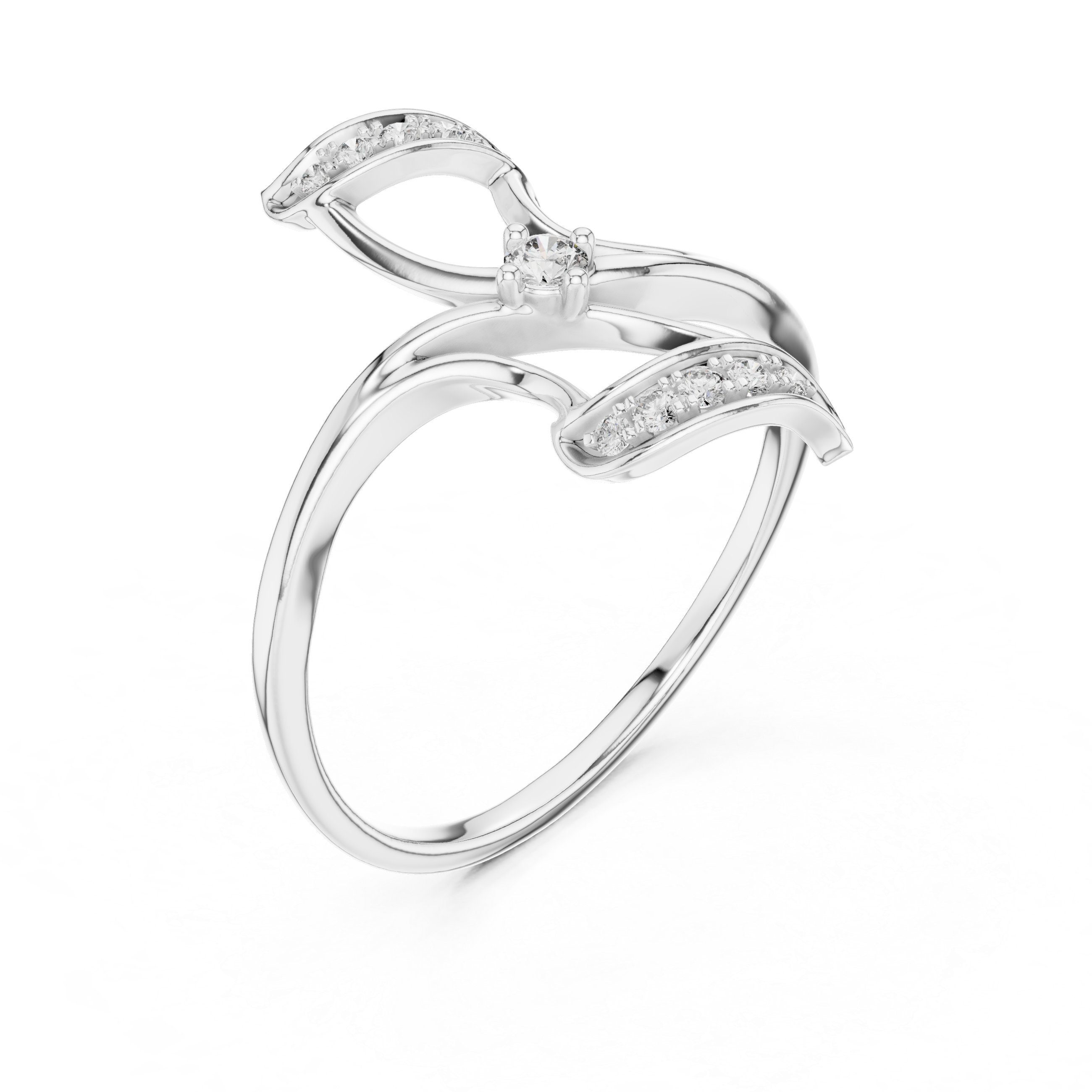 Double Floral Diamond Accent Ring