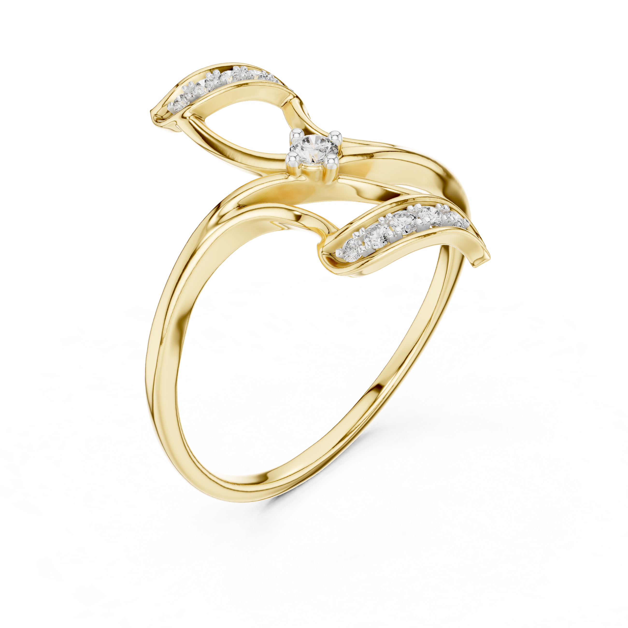 Double Floral Diamond Accent Ring