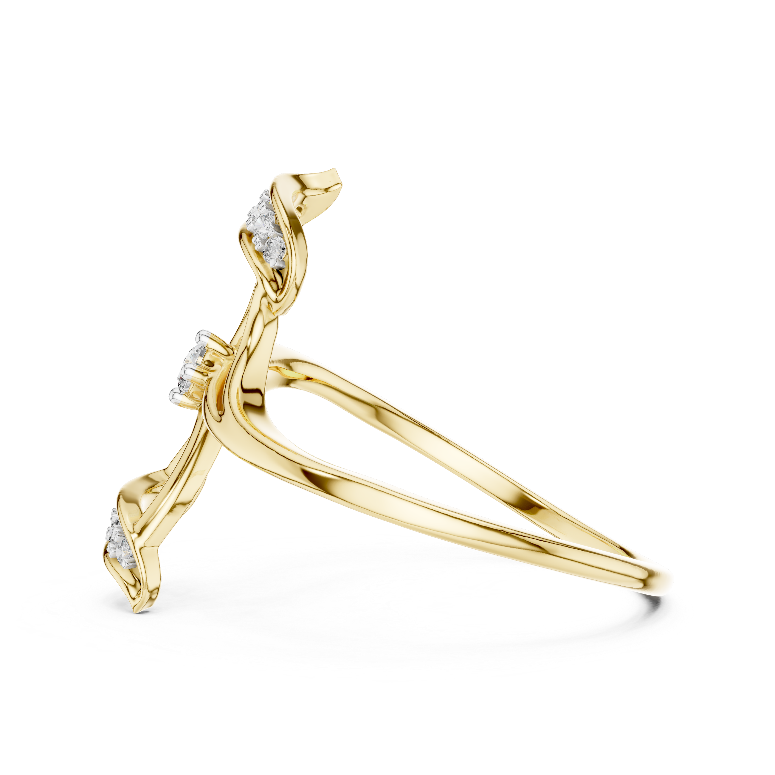 Double Floral Diamond Accent Ring
