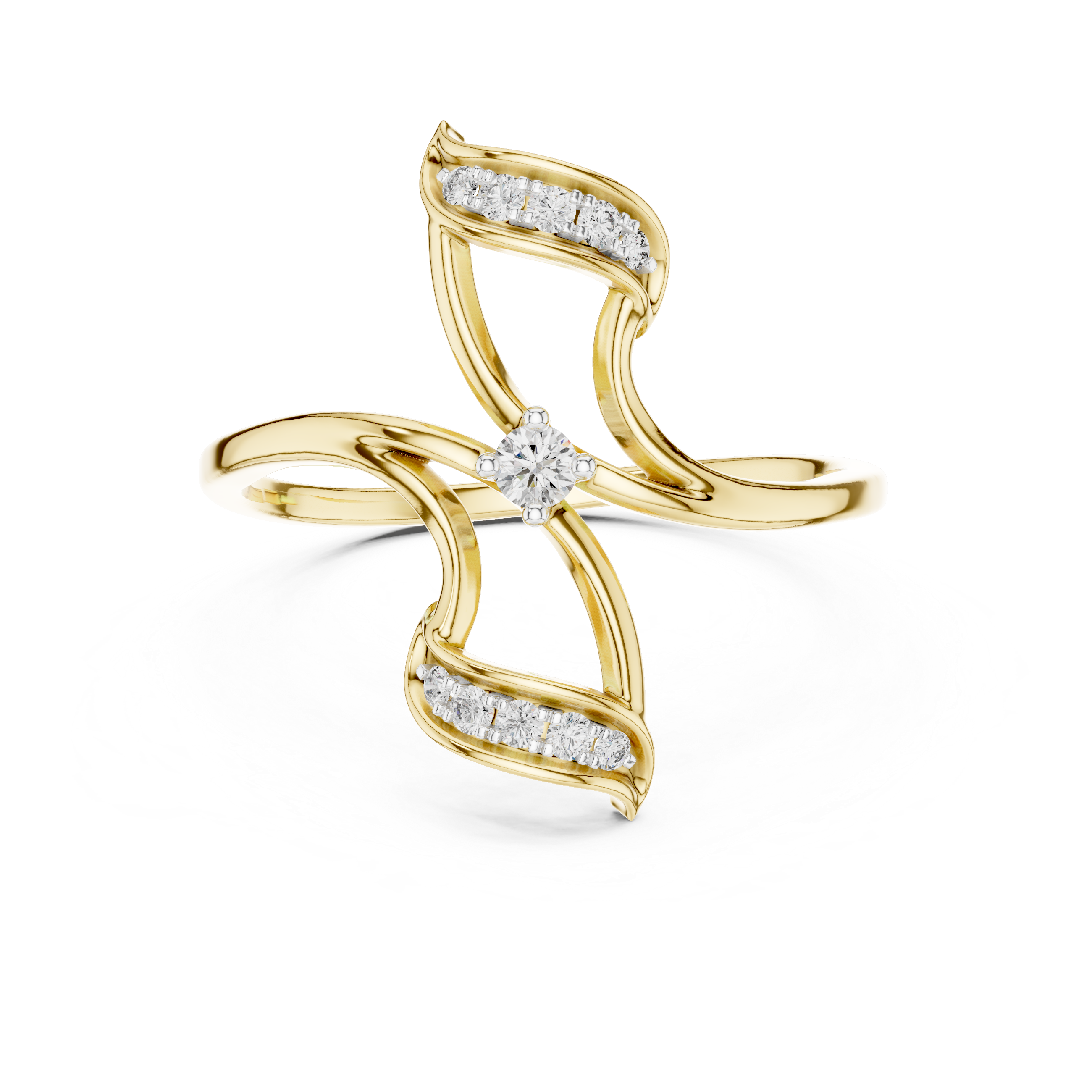 Double Floral Diamond Accent Ring