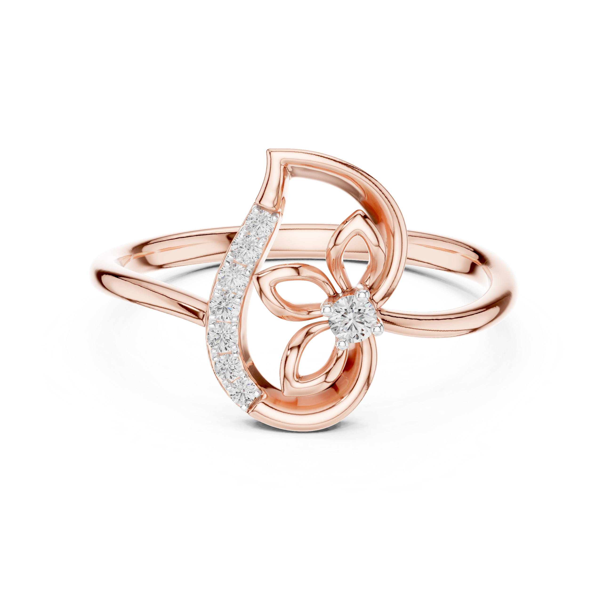 Graceful Rose Gold Flower Cluster Ring