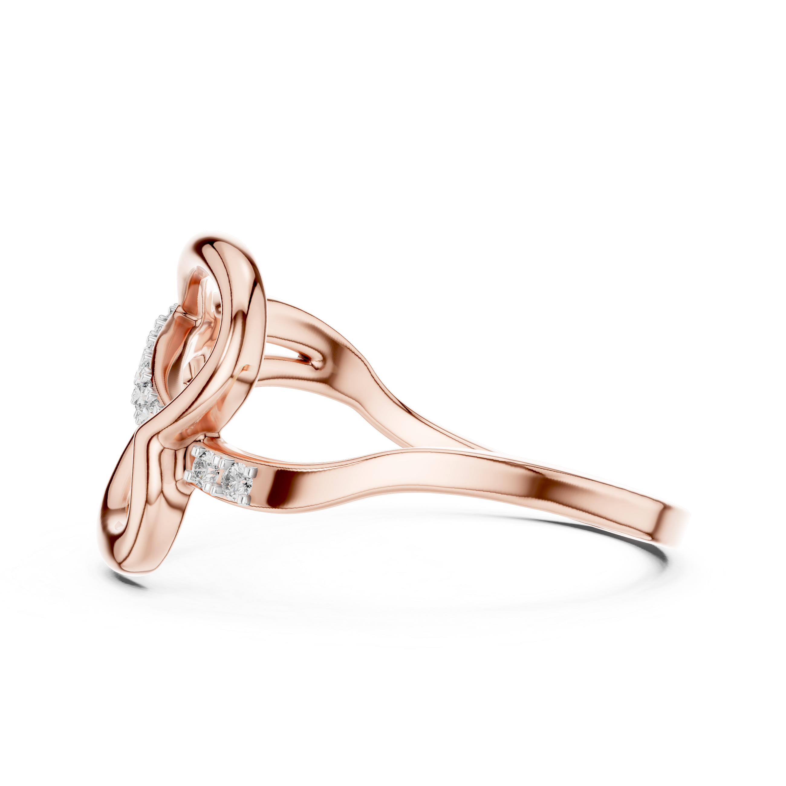 Rose Gold Infinity Twist Ring with Diamonds