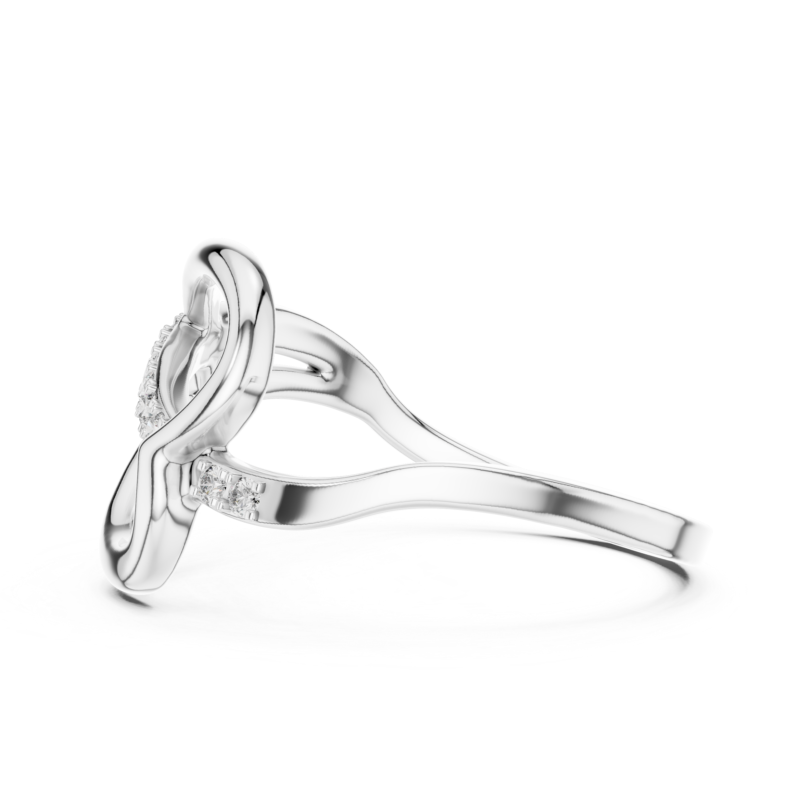 Rose Gold Infinity Twist Ring with Diamonds