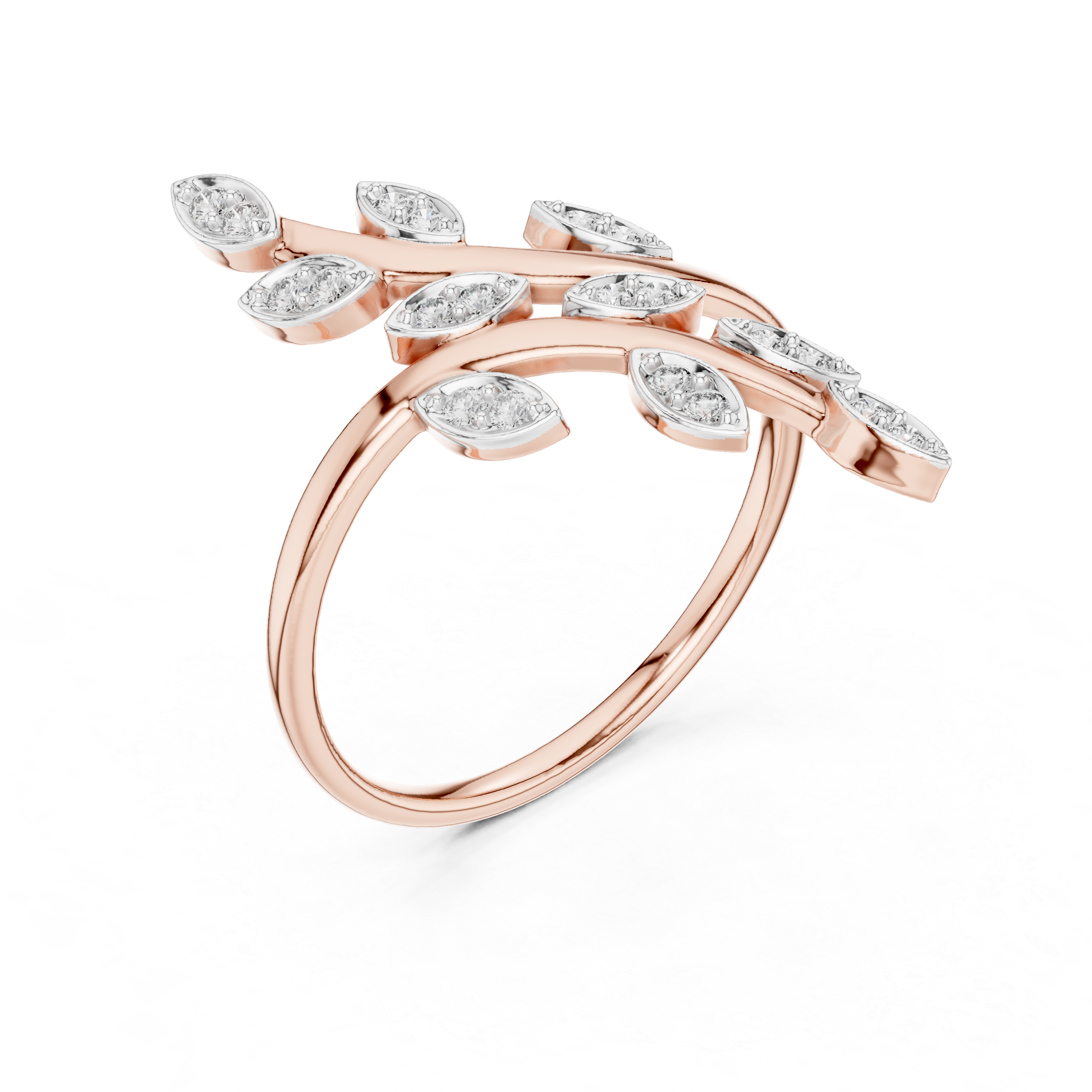 Nature-Inspired Rose Gold Diamond Ring