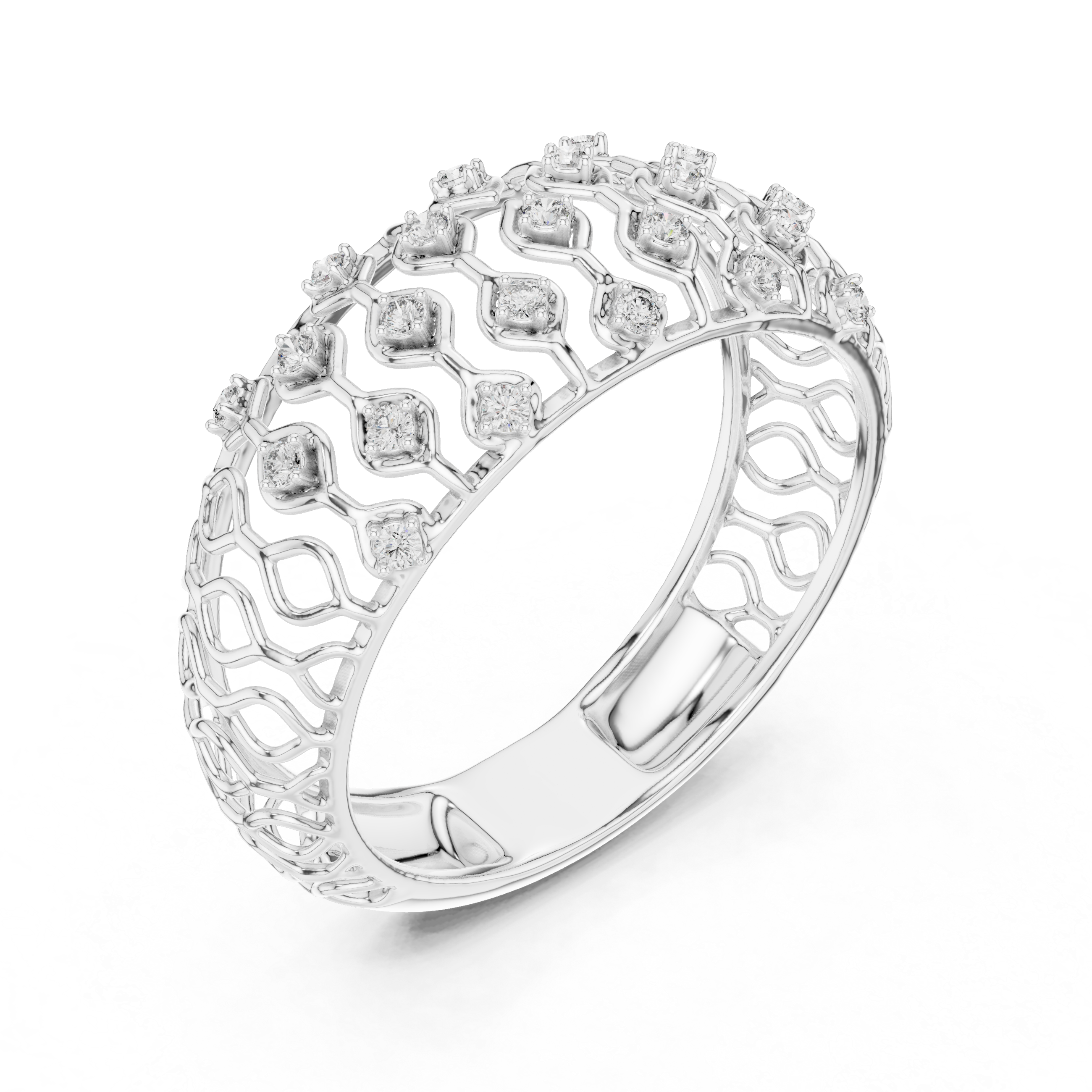 Intricate Openwork Diamond Band